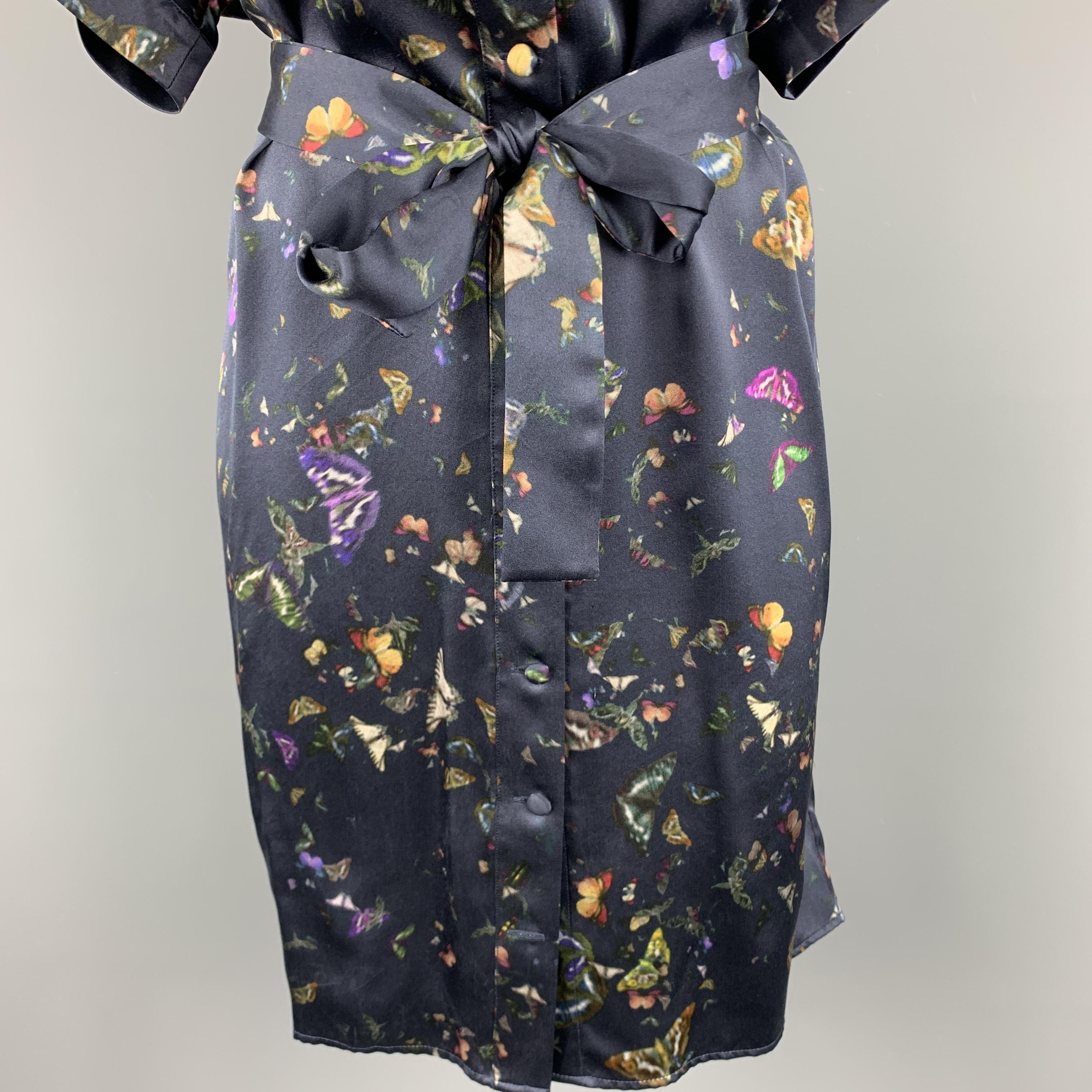 navy butterfly print tunic dress