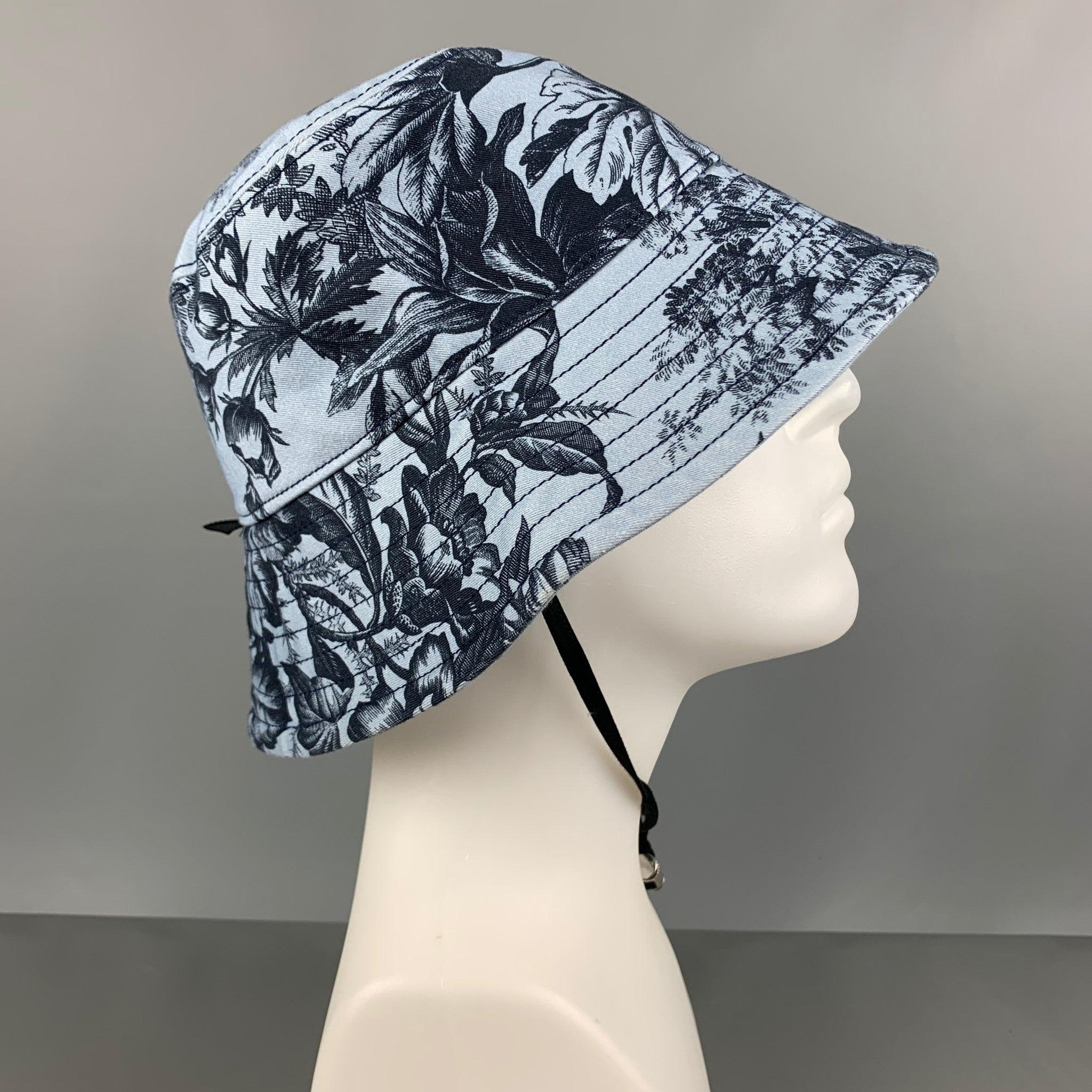 ERDEM - Chapeaux en toile de coton/Elastane à fleurs bleues et noires, taille M/L Pour hommes en vente