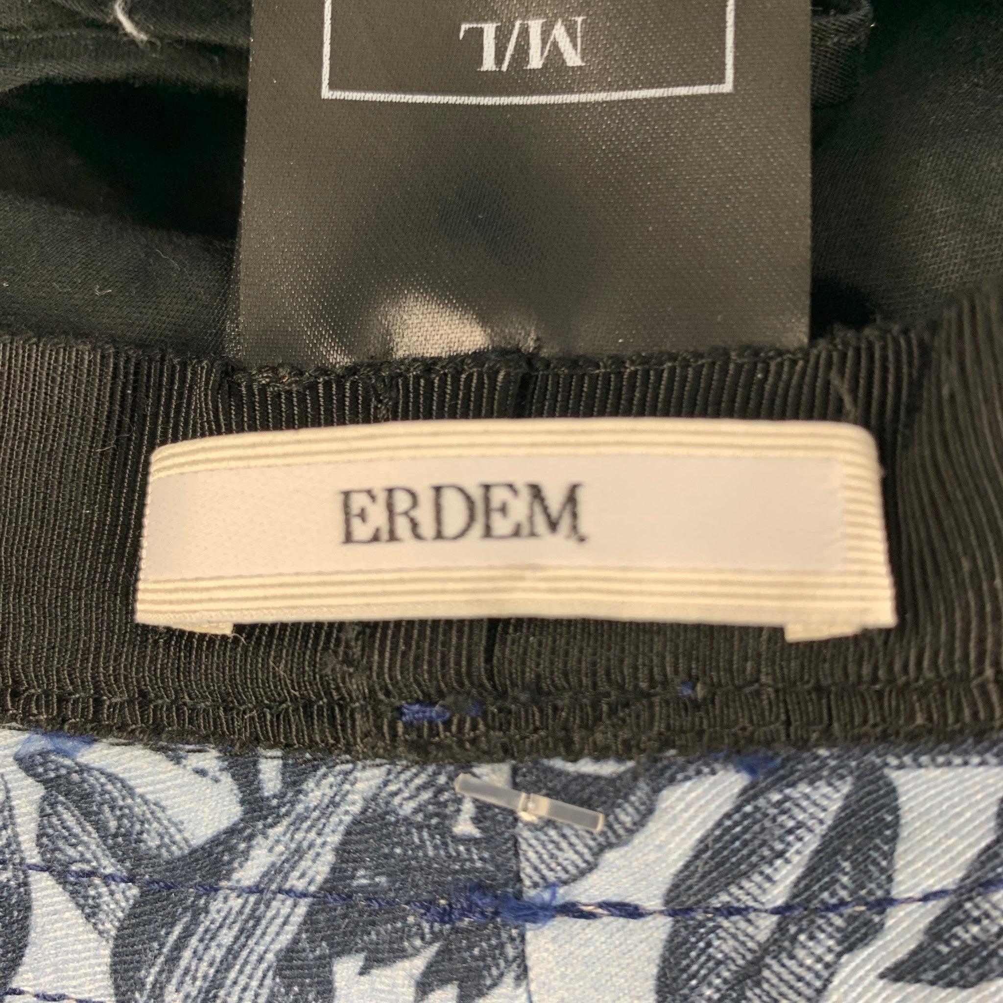 ERDEM - Chapeaux en toile de coton/Elastane à fleurs bleues et noires, taille M/L en vente 3