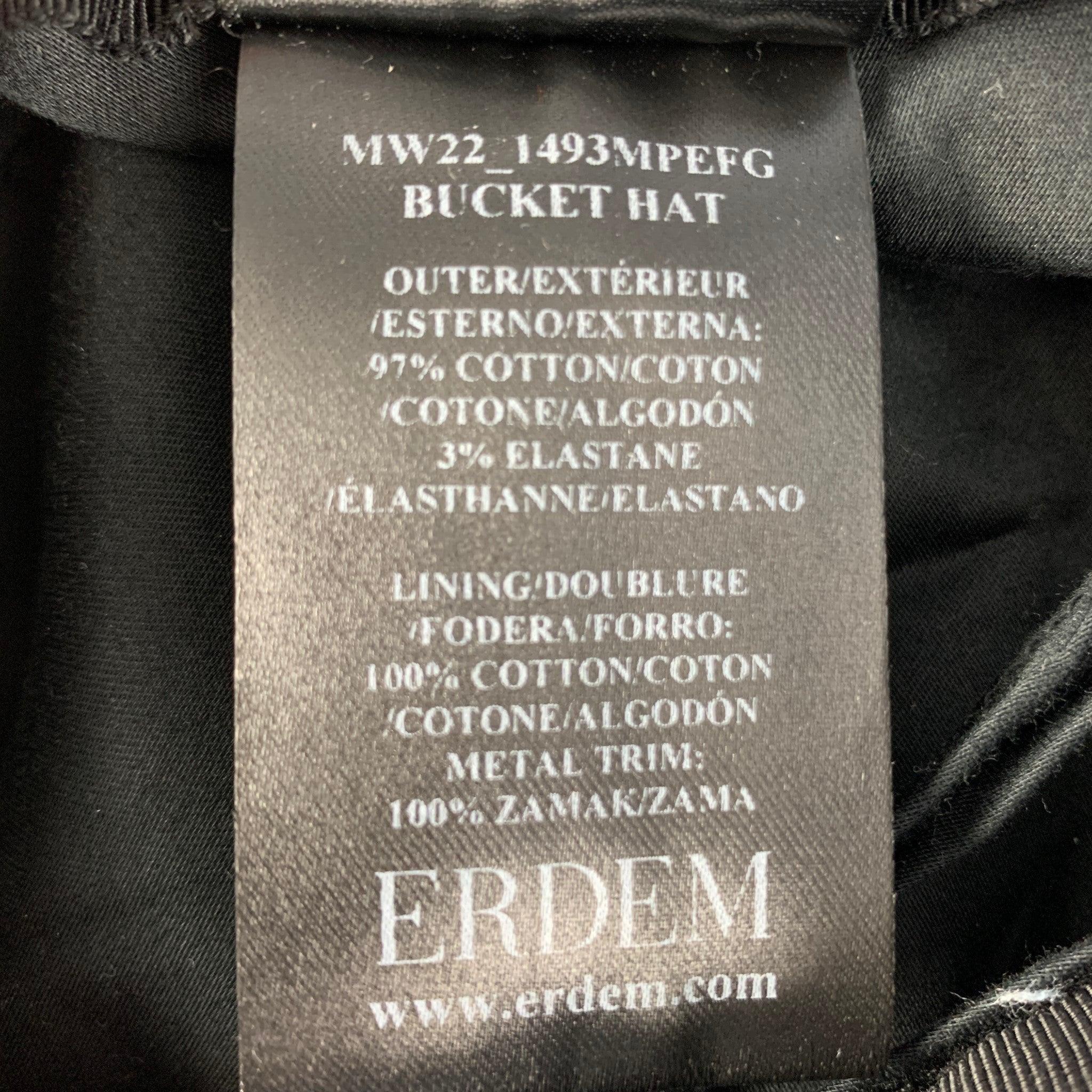 ERDEM - Chapeaux en toile de coton/Elastane à fleurs bleues et noires, taille M/L en vente 5