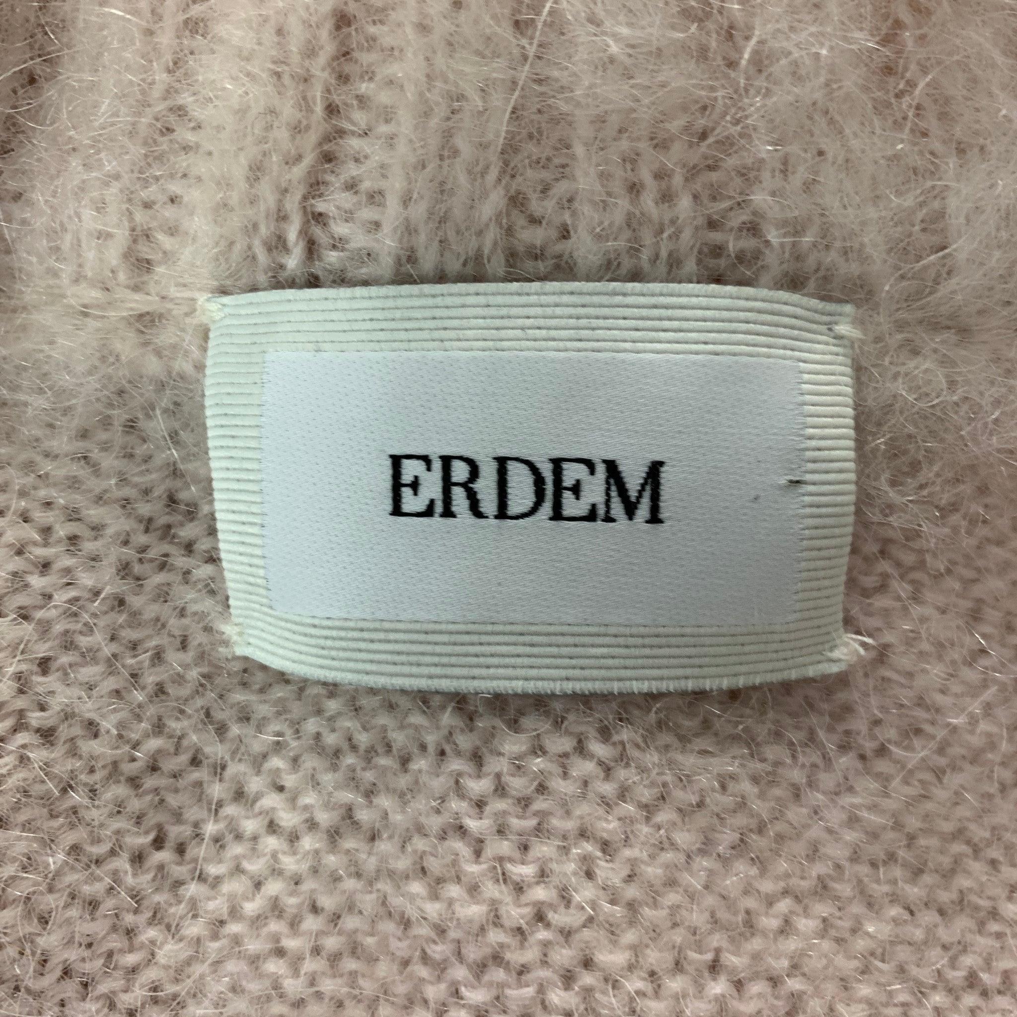 ERDEM Size S Pink Mohair Blend V-Neck Cardigan 1
