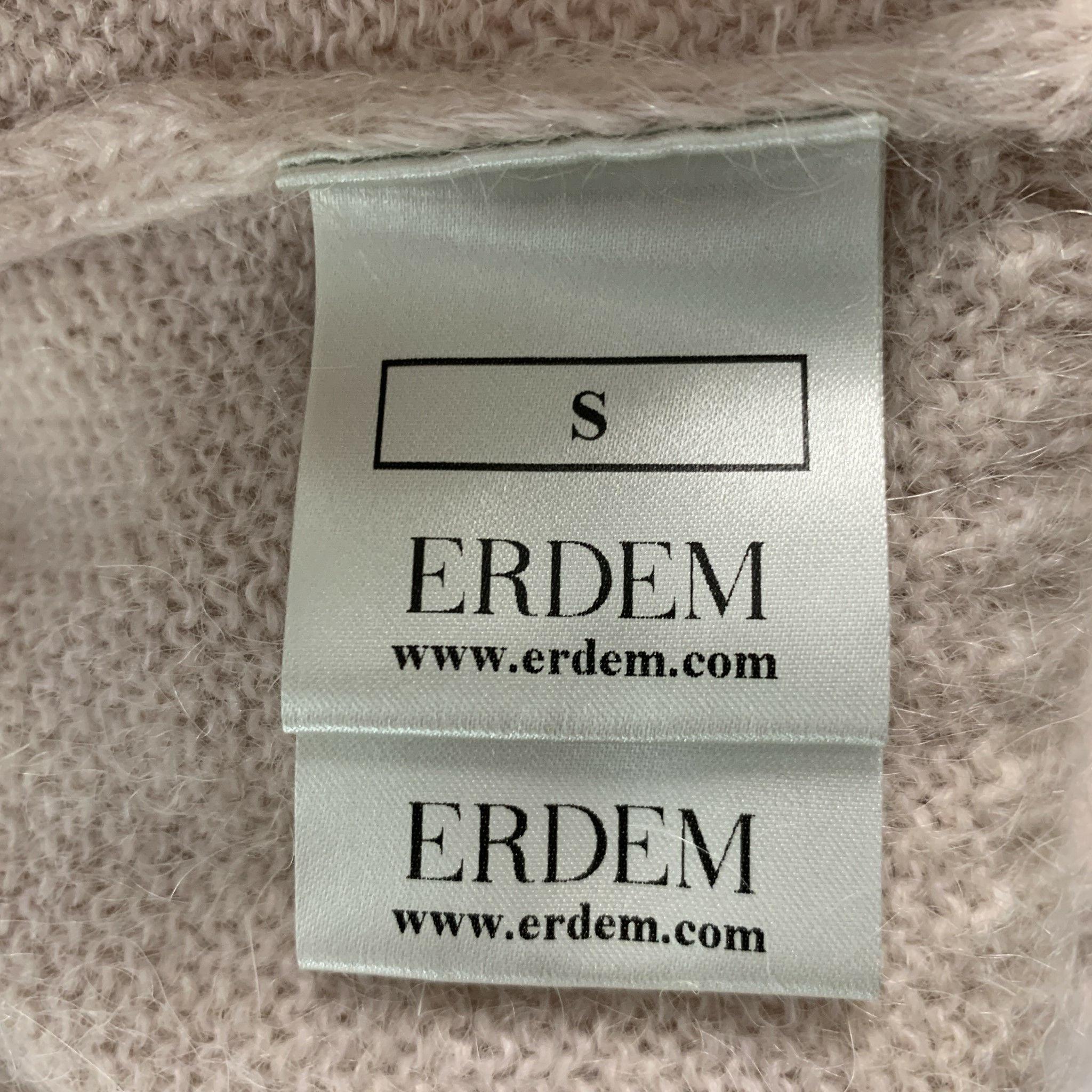 ERDEM Size S Pink Mohair Blend V-Neck Cardigan 2