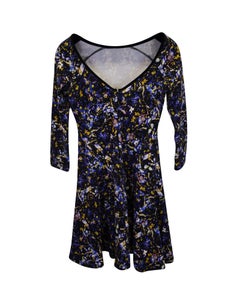 Erdem Vivi Floral Printed Scoop Back Mini Dress in Multicolor Cotton