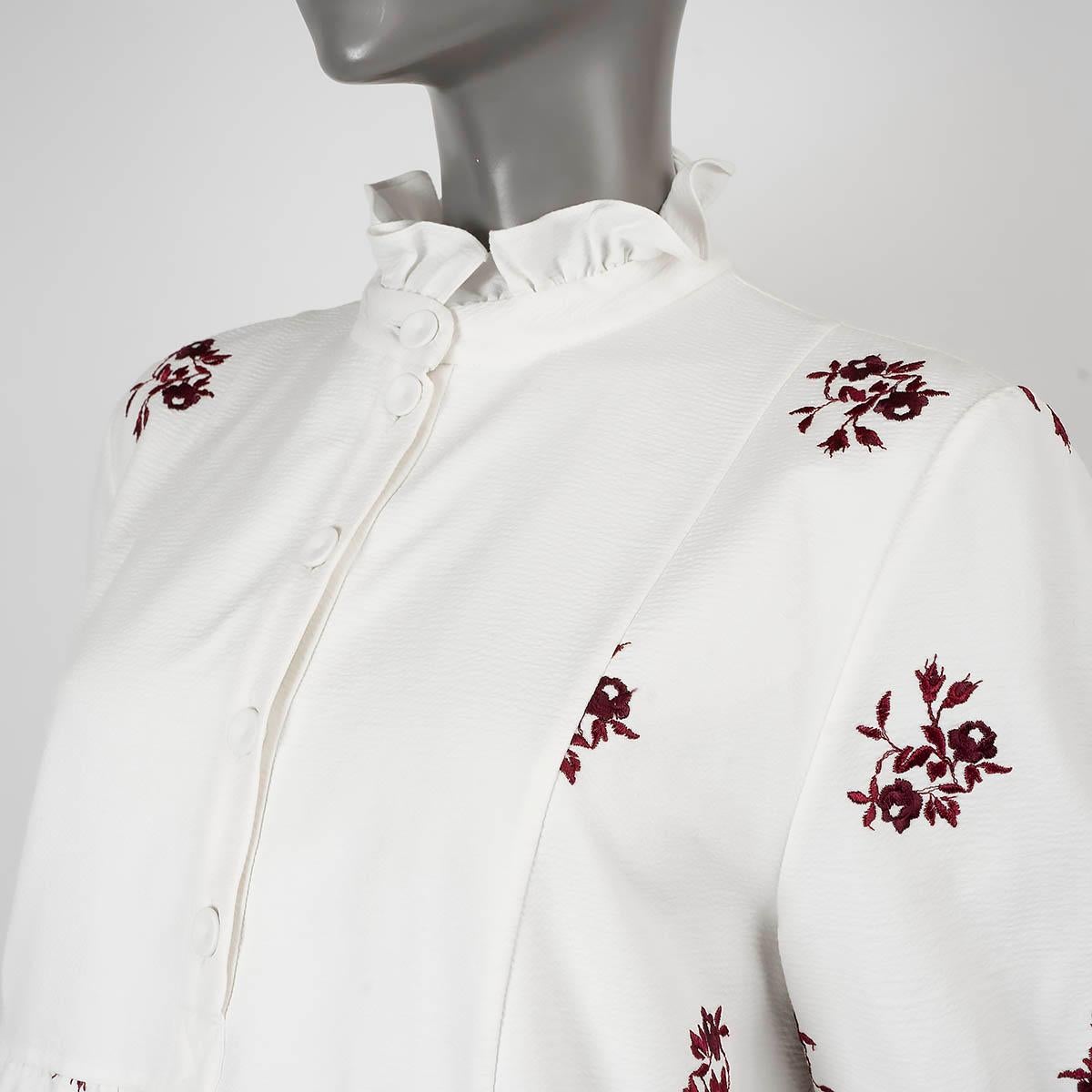 ERDEM white cotton 2022 WYN FLORAL TIERE Shirt Dress 14 L For Sale 1