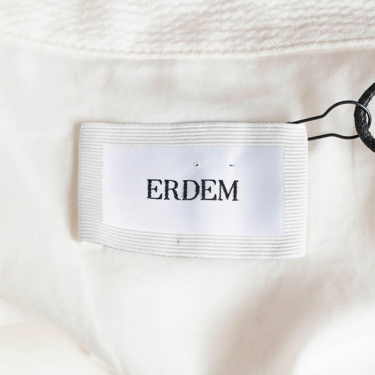 ERDEM white cotton 2022 WYN FLORAL TIERE Shirt Dress 14 L For Sale 2