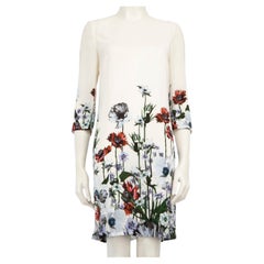 Erdem, abito bianco con stampa floreale e orlo al ginocchio, taglia M.