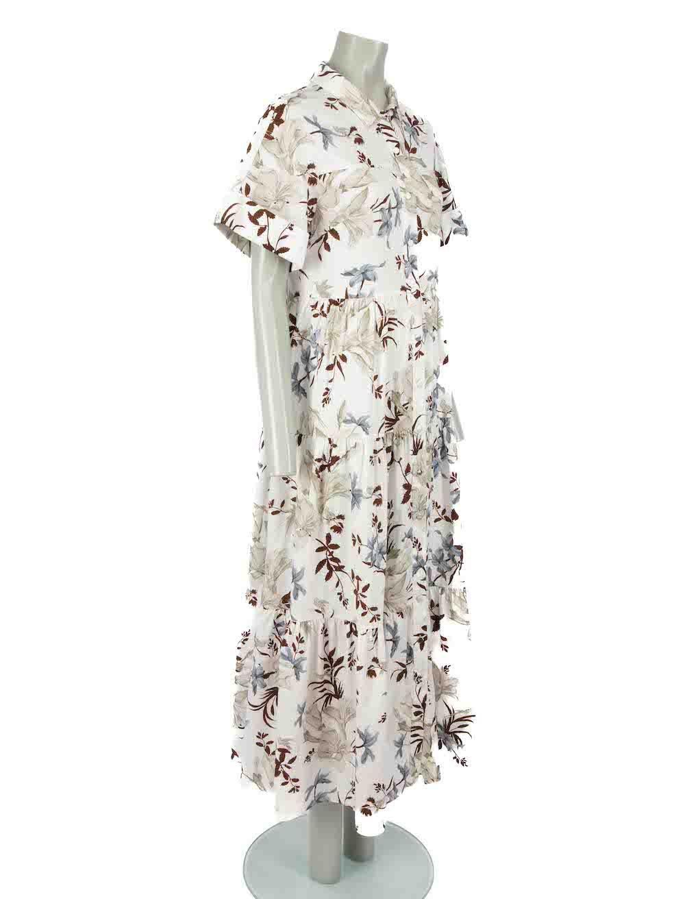 CONDITION is Good. Minor wear to dress is evident. Light wear to fabric surface through the skirt where a number of light discoloured marks are found on this used Erdem designer resale item.

Details
White
Cotton
Shirt dress
Floral pattern
Tiered