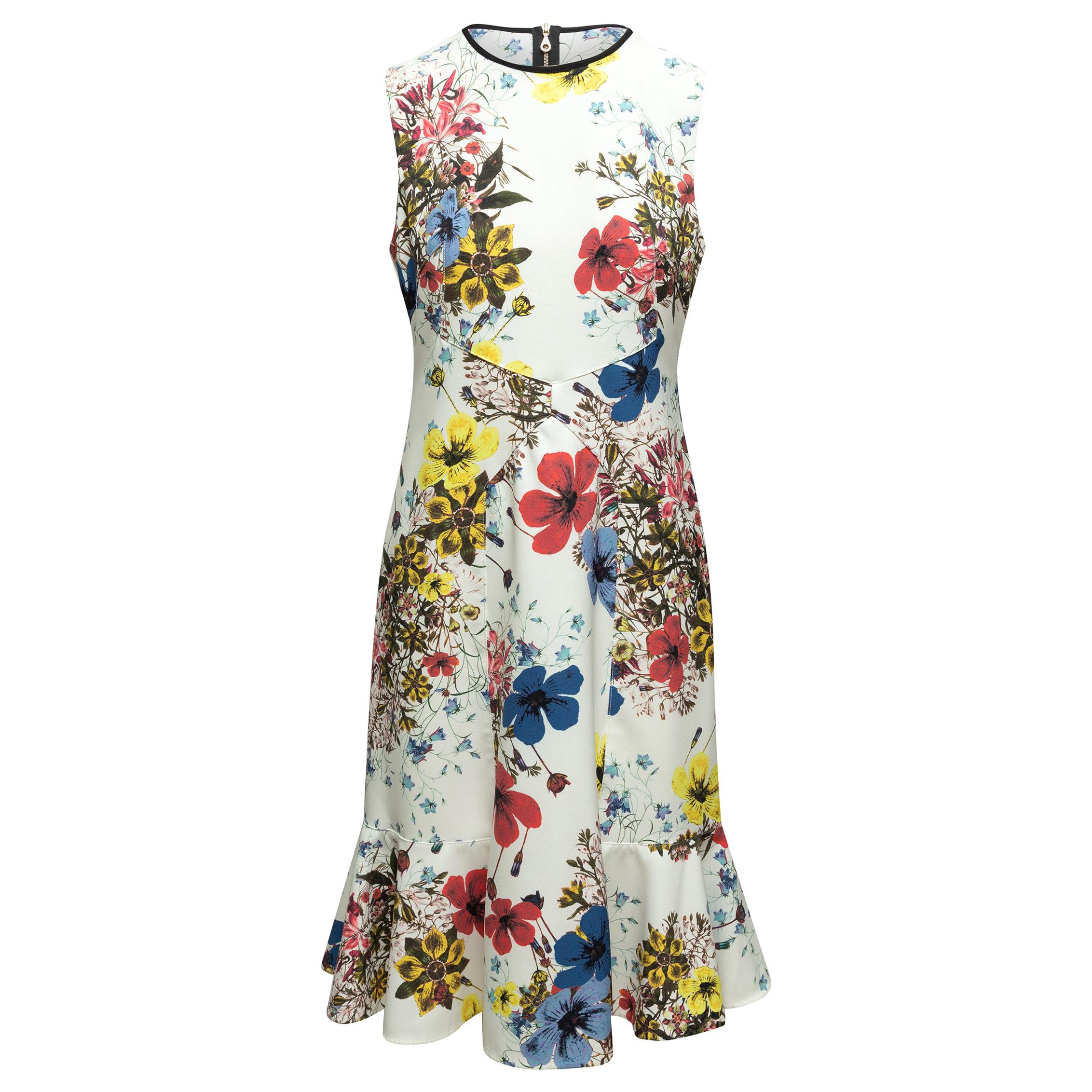 Erdem White & Multicolor Floral Print Dress