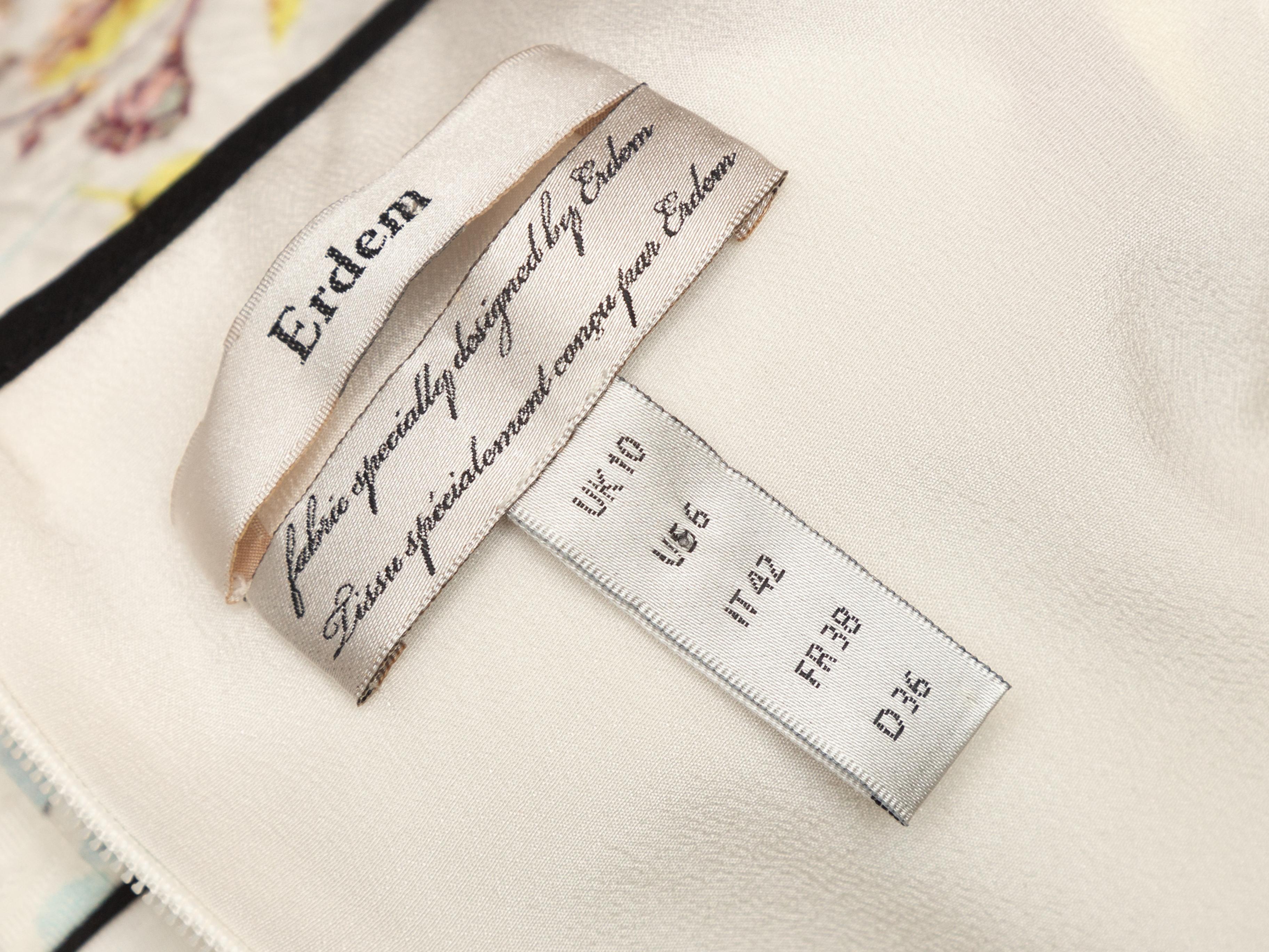 Product details: White and multicolor sleeveless floral print dress by Erdem. Crew neck. Zip closure at back. 30