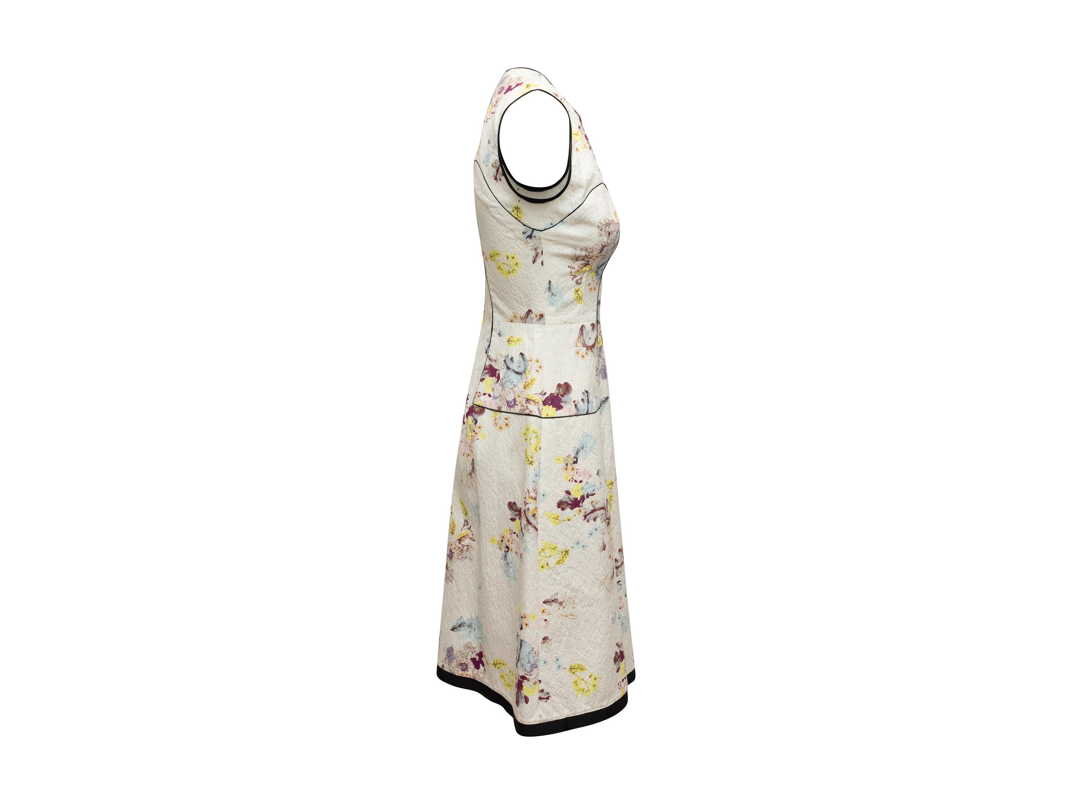 Erdem White & Multicolor Floral Print Sleeveless Dress In Good Condition In New York, NY