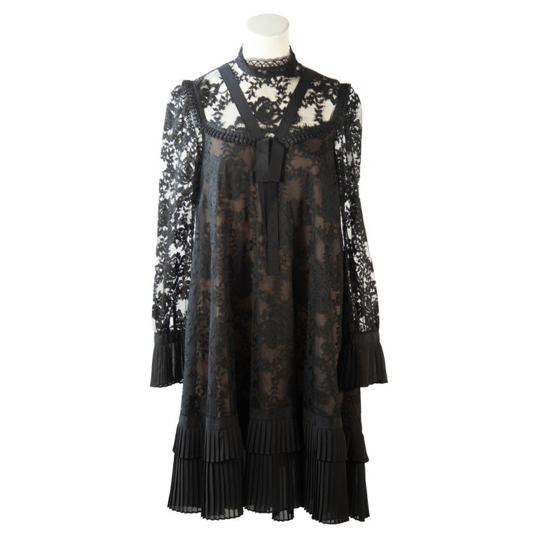 Erdem X H&M, Black, Lace dress with Pleated Cuffs and Hem, 2017 