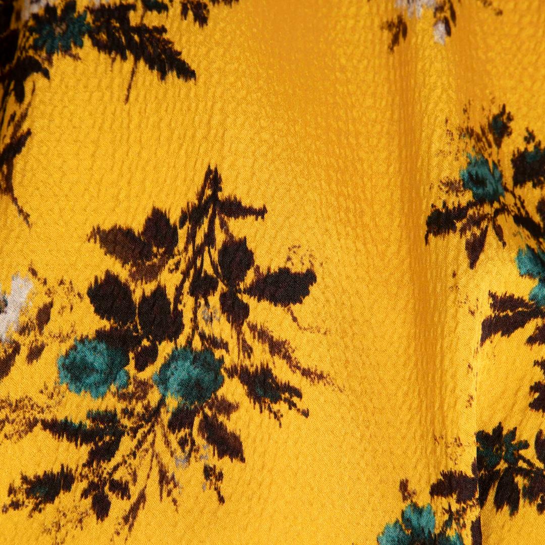 Erdem Yellow Floral Midi Dress Size L In Good Condition In London, GB