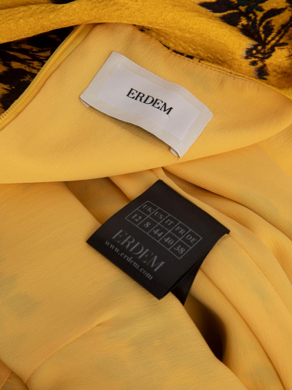 Women's Erdem Yellow Floral Midi Dress Size L