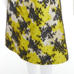 ERDEM yellow silk black lace overlay high waist Aline midi skirt UK8 S