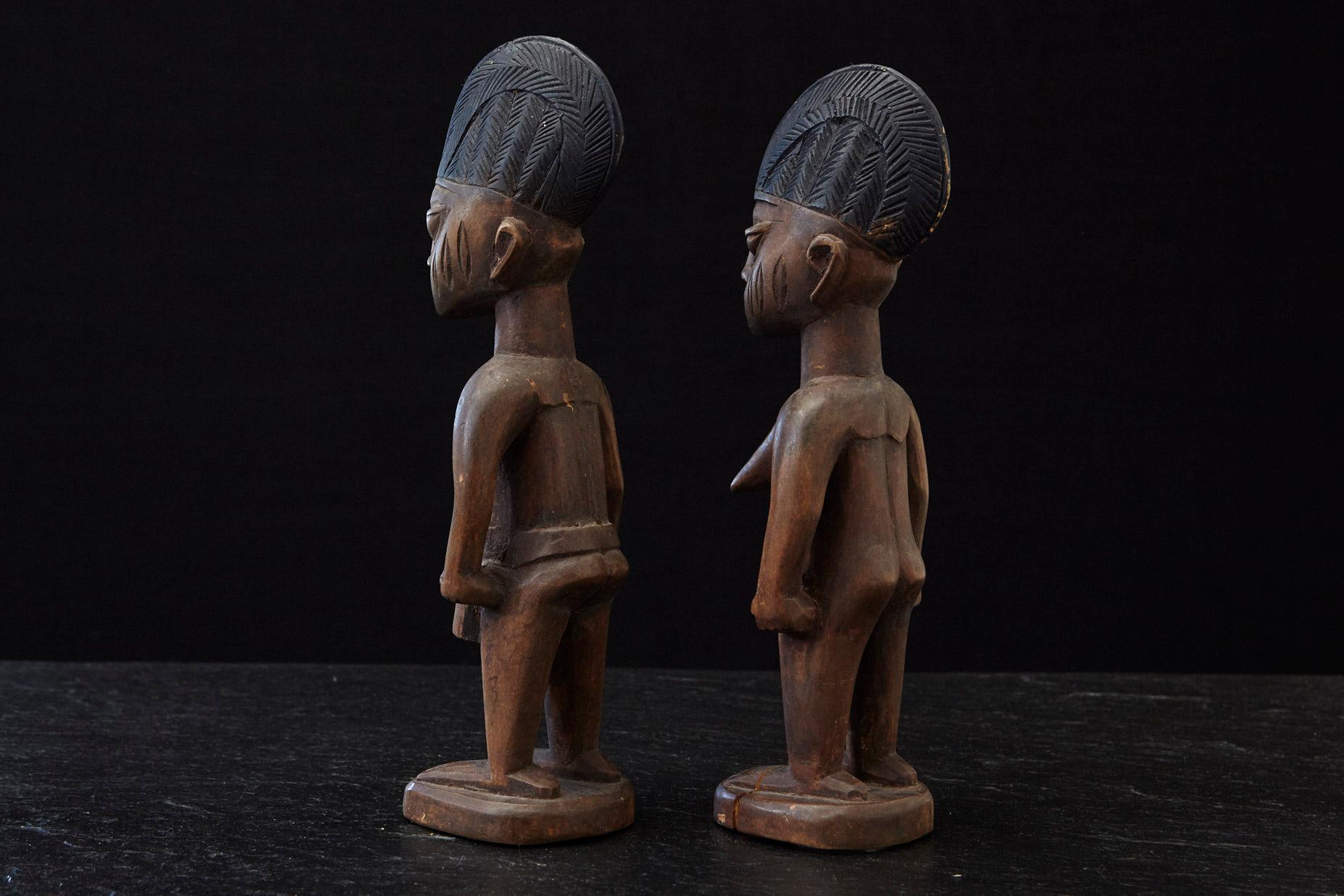 Nigerian Ere Ibeji Pair of Commemorative Figures, Abeokuta, Yoruba People Nigeria, 20th C For Sale