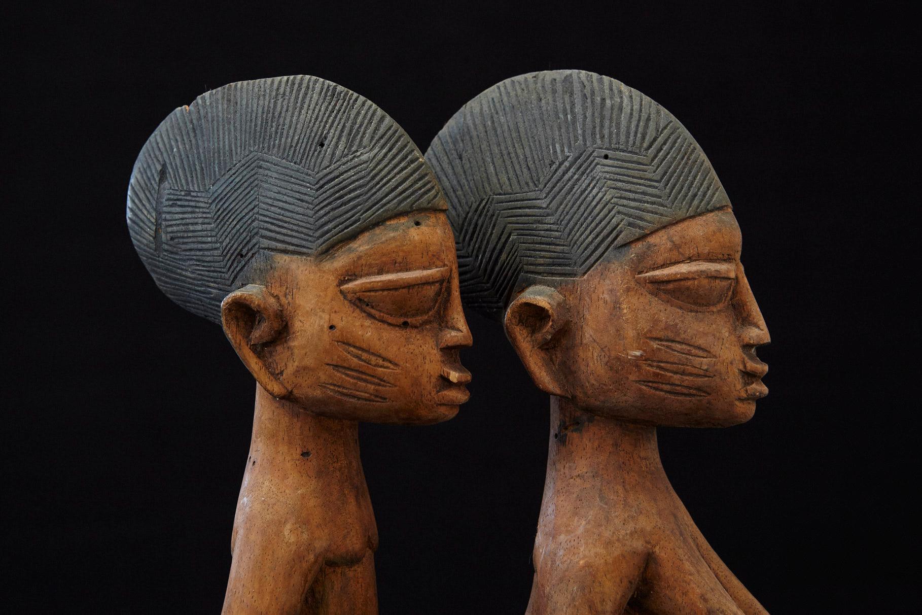 Ere Ibeji Pair of Commemorative Figures, Abeokuta, Yoruba People Nigeria, 20th C For Sale 1