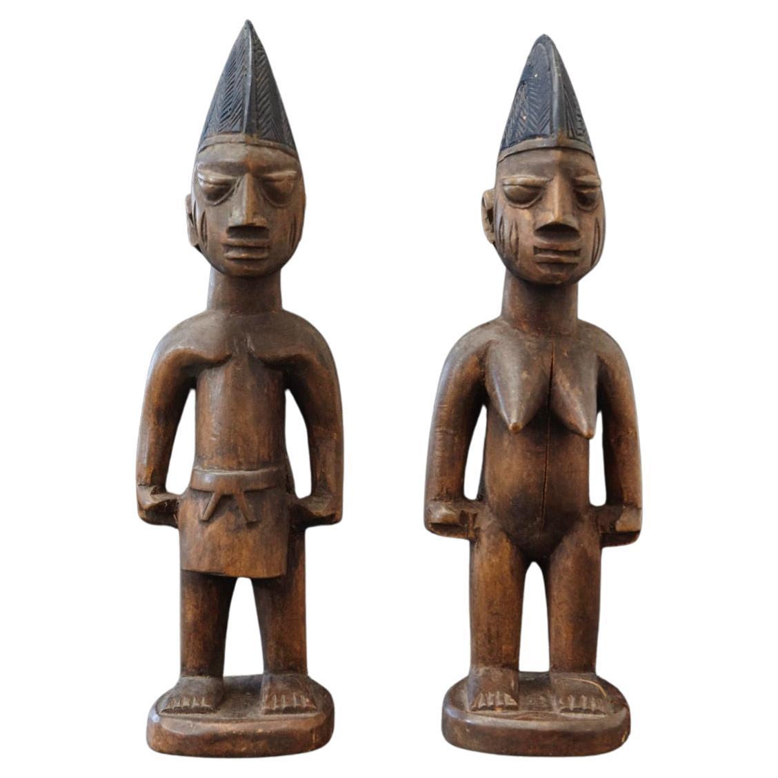 Ere Ibeji Paire de figurines commémoratives, Abeokuta, Yoruba People Nigeria, 20e C. en vente