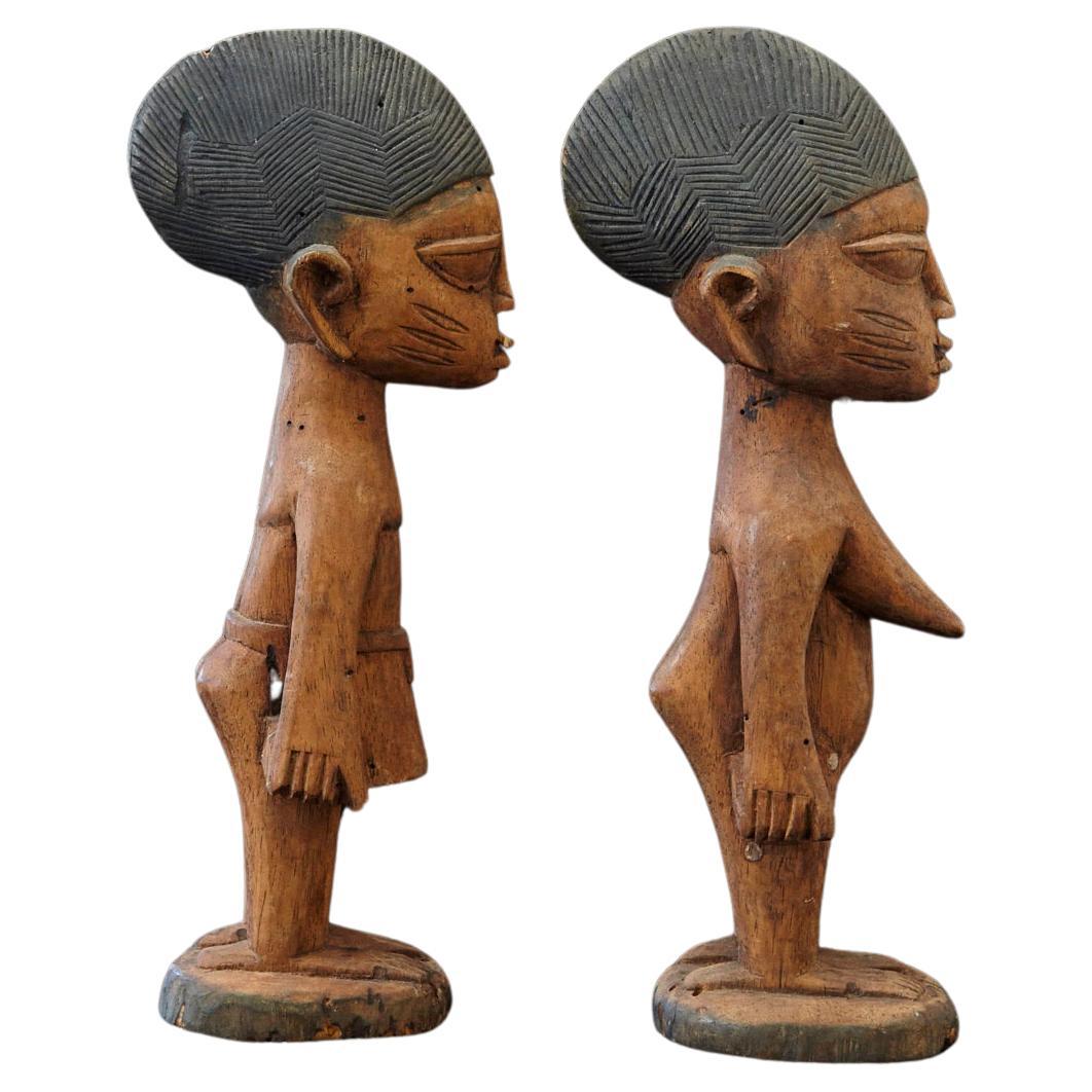 Ere Ibeji Pair of Commemorative Figures, Abeokuta, Yoruba People Nigeria, 20th C For Sale