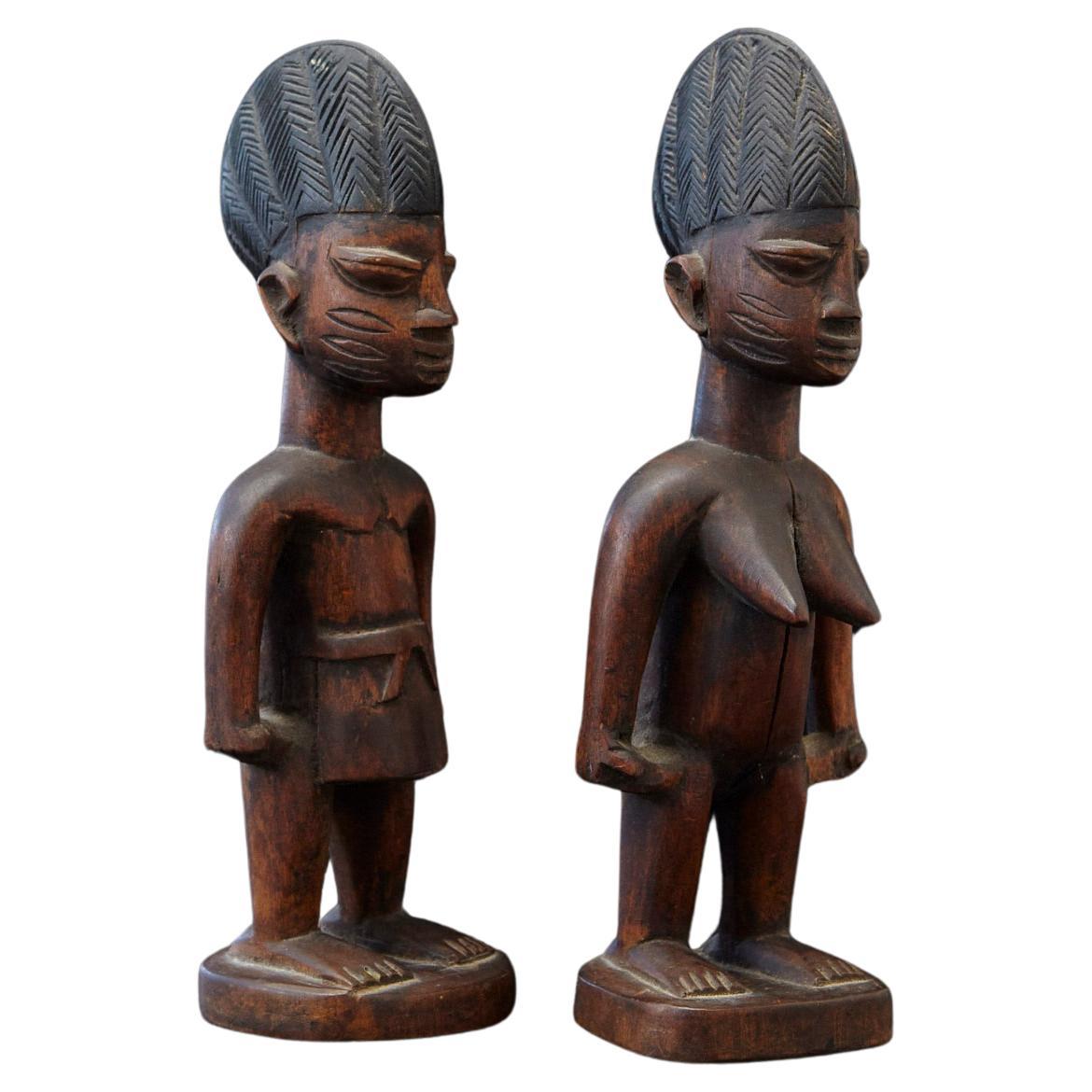 Ere Ibeji Pair of Commemorative Figures, Abeokuta, Yoruba People Nigeria, 20th C