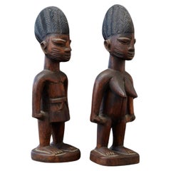 Ere Ibeji Pair of Commemorative Figures, Abeokuta, Yoruba People Nigeria, 20th C