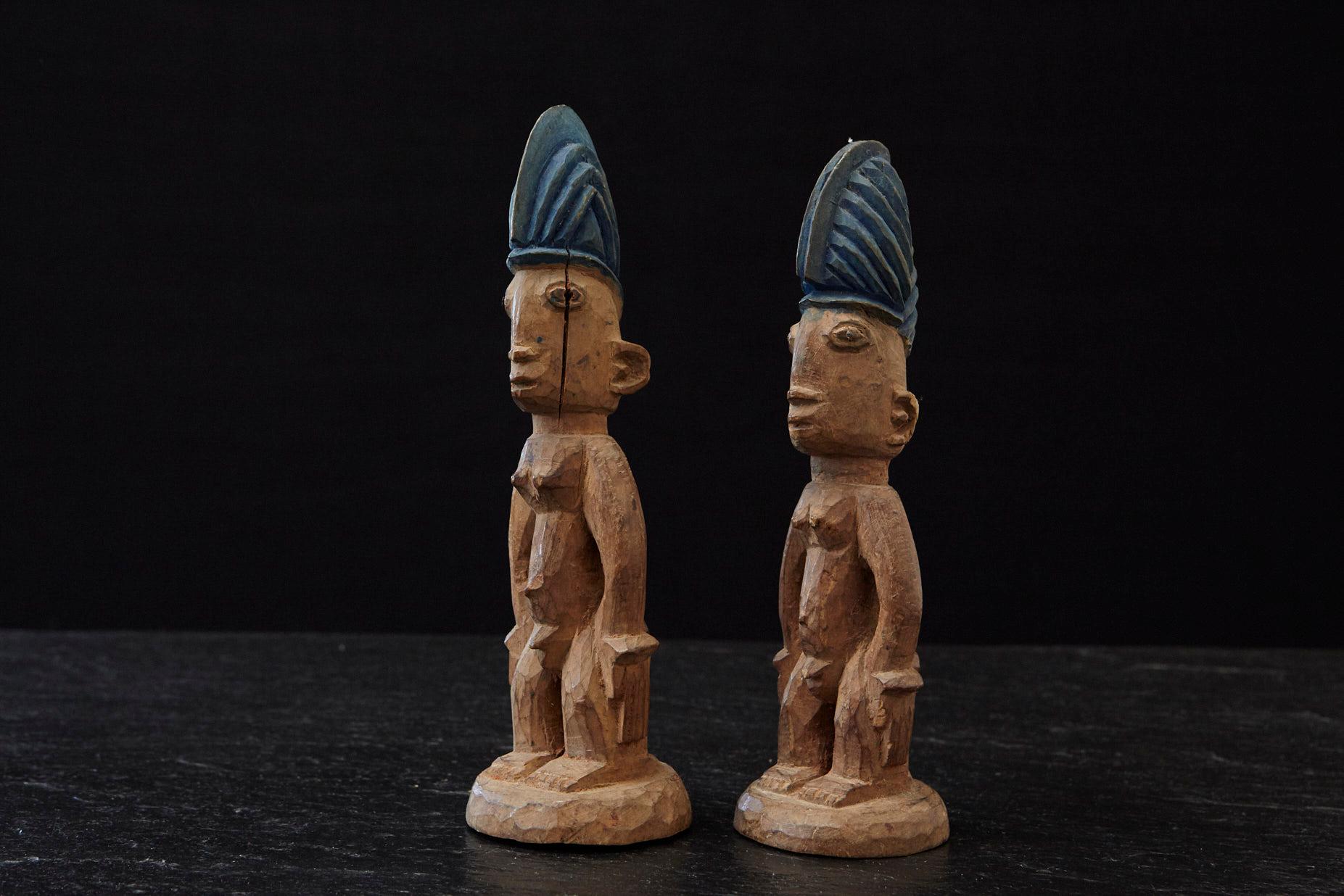 Tribal Ere Ibeji Pair of Commemorative Figures, Egba, Yoruba People, Nigeria, 20th C For Sale