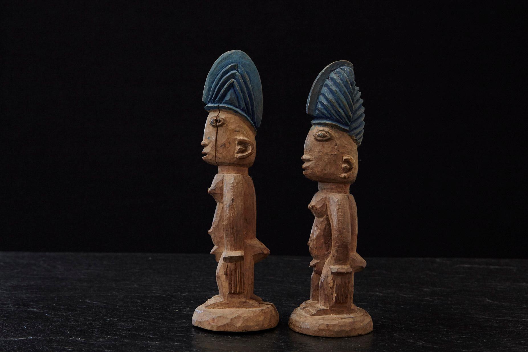 Nigerian Ere Ibeji Pair of Commemorative Figures, Egba, Yoruba People, Nigeria, 20th C For Sale