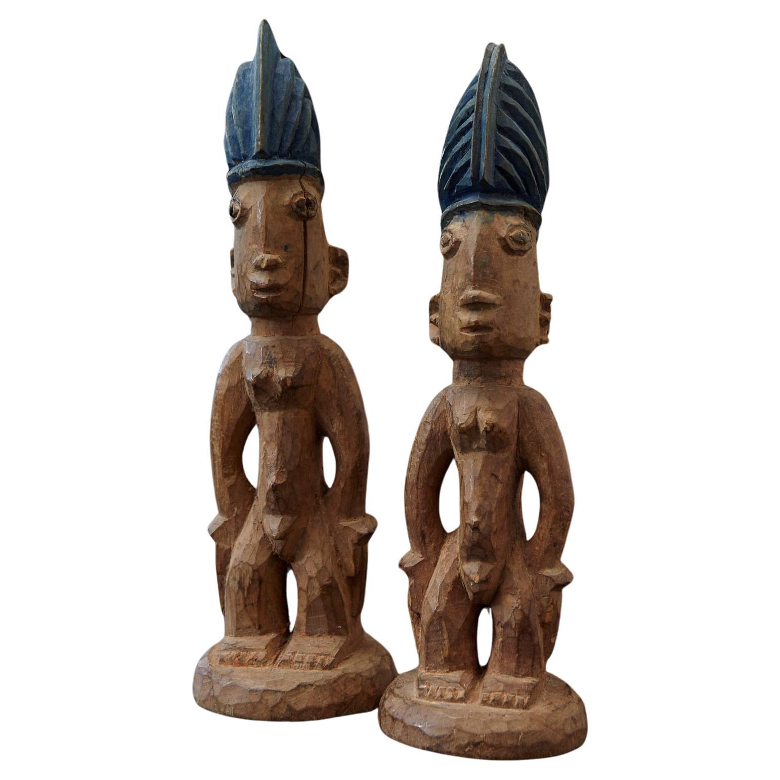 Ere Ibeji Pair of Commemorative Figures, Egba, Yoruba People, Nigeria, 20th C For Sale