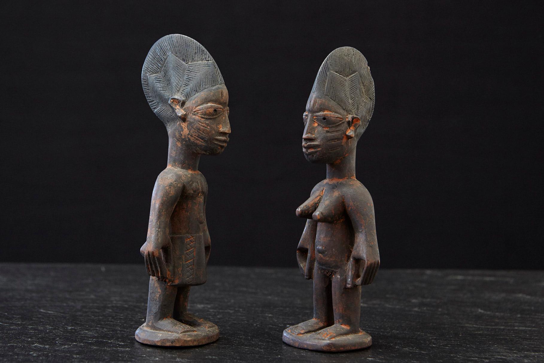 Tribal Ere Ibeji Pair of Commemorative Figures, Ife, Yoruba People Nigeria early 20th C For Sale