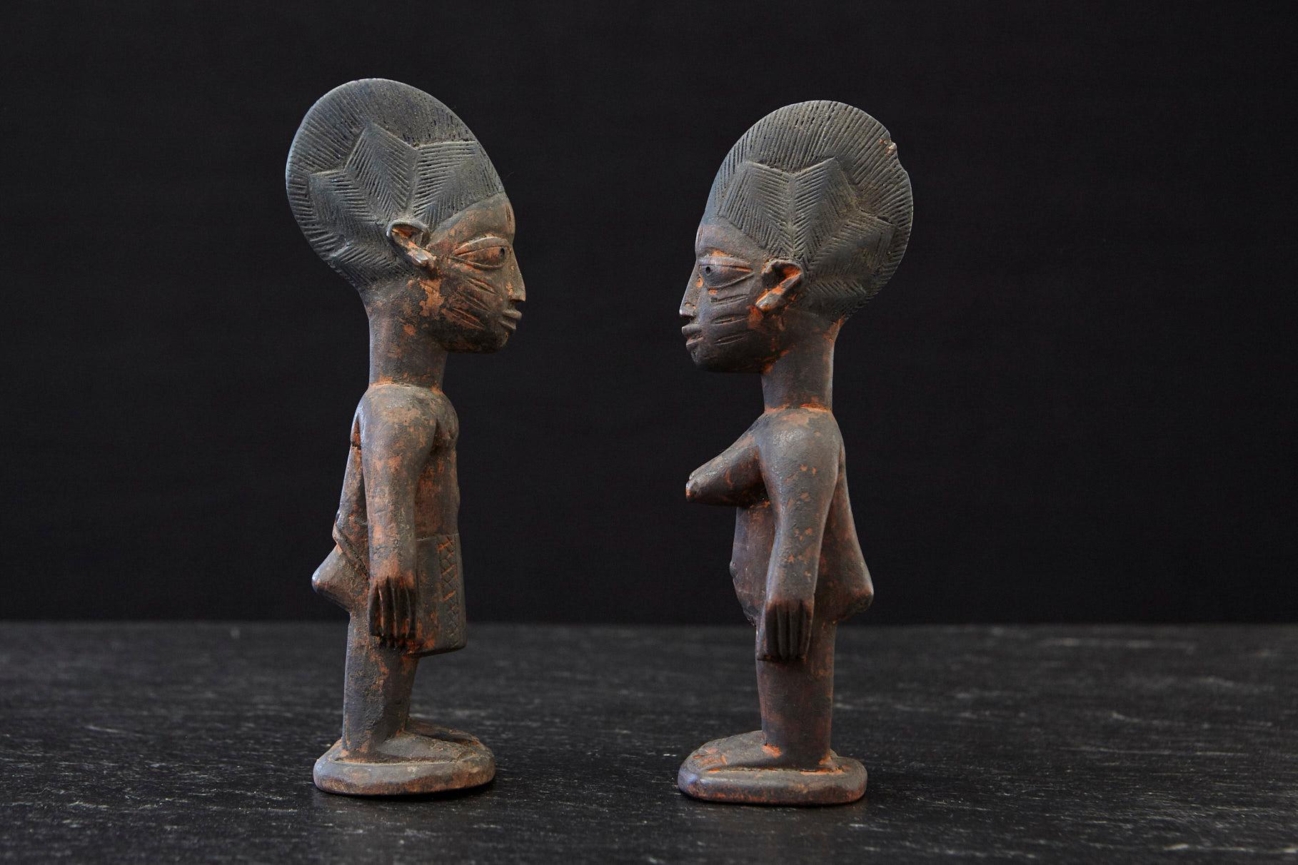 Nigerian Ere Ibeji Pair of Commemorative Figures, Ife, Yoruba People Nigeria early 20th C For Sale