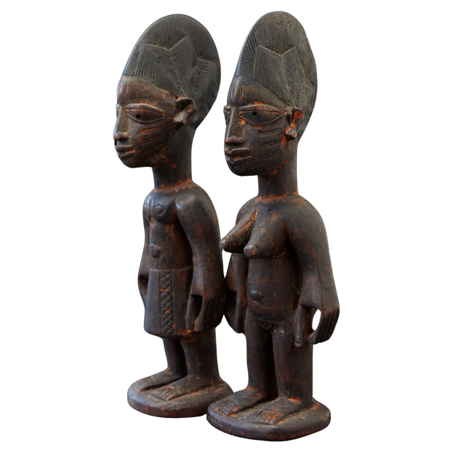 Ere Ibeji Pair of Commemorative Figures, Ife, Yoruba People Nigeria early 20th C
