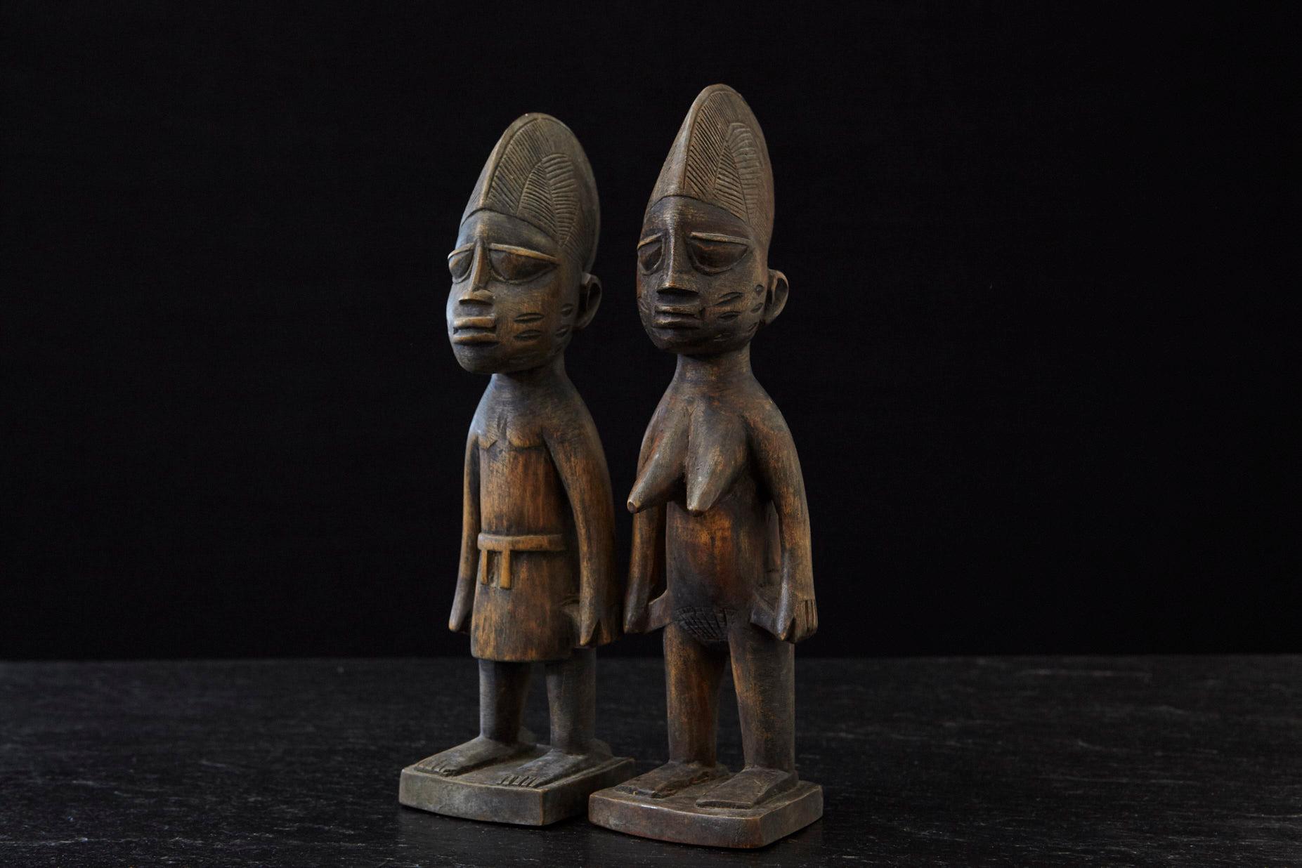 20th Century Ere Ibeji Pair of Commemorative Figures, Ogbomosho, Yoruba People Nigeria 20th C For Sale