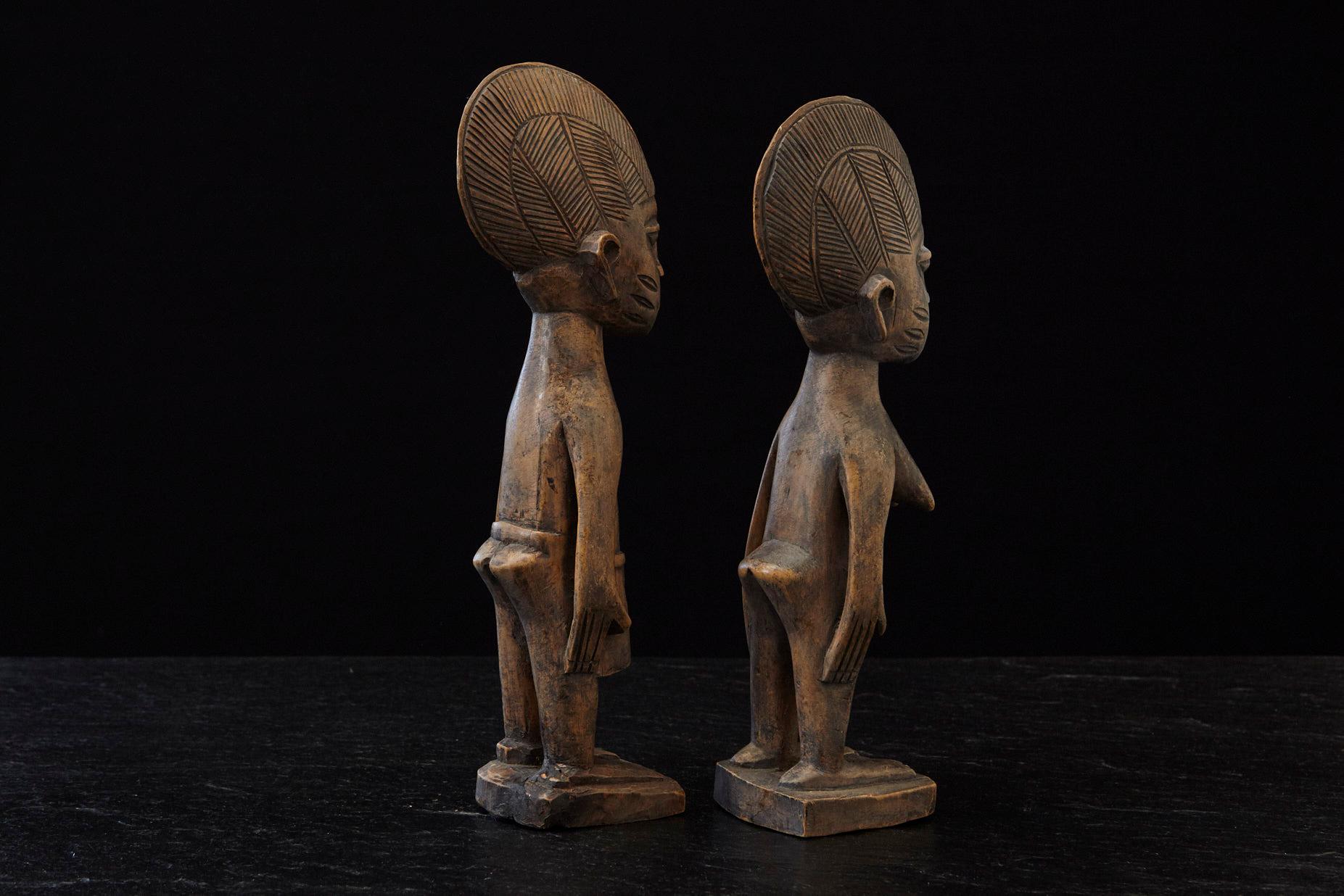 20th Century Ere Ibeji Pair of Commemorative Figures, Ogbomosho, Yoruba People Nigeria 20th C For Sale