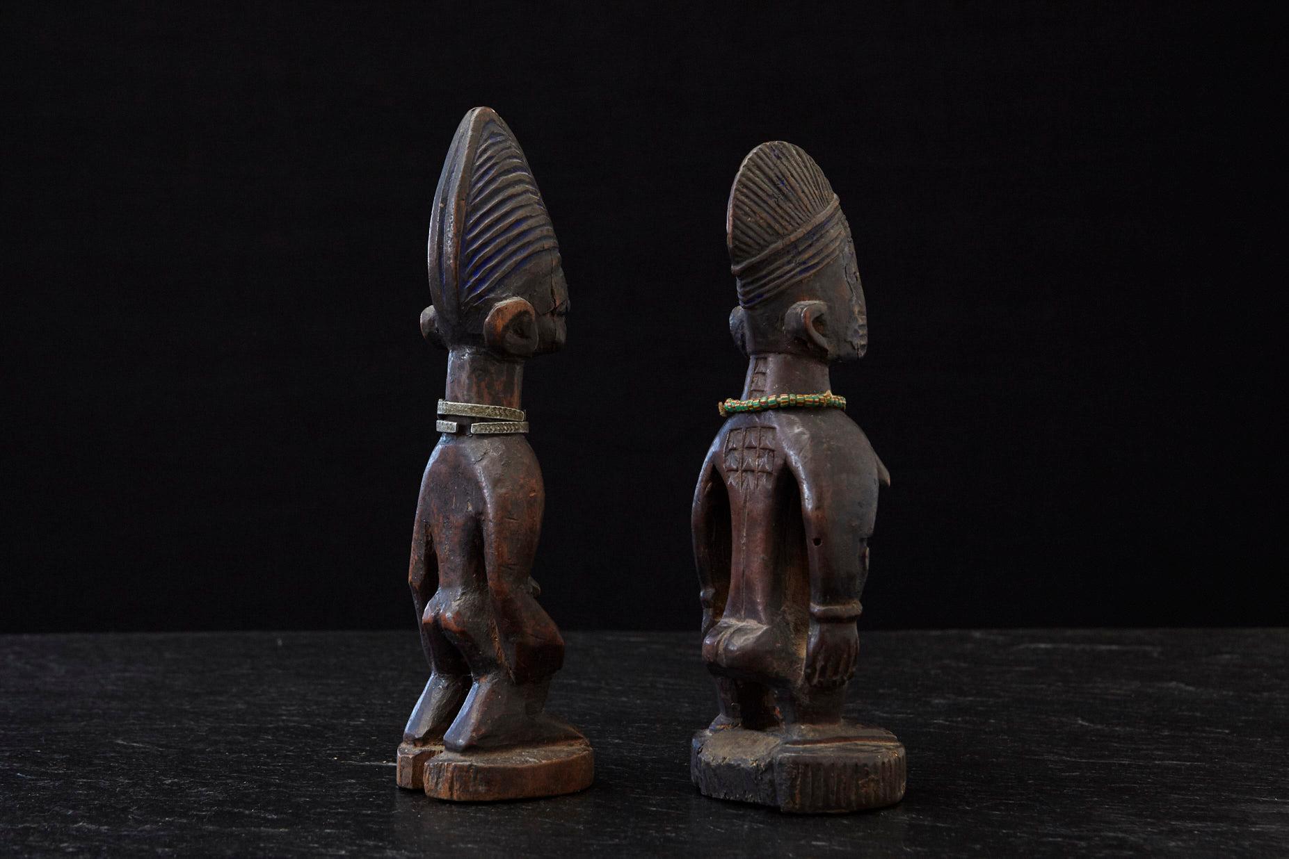 Tribal Ere Ibeji Pair of Commemorative Figures, Oyo, Yoruba People Nigeria, late 19th C For Sale