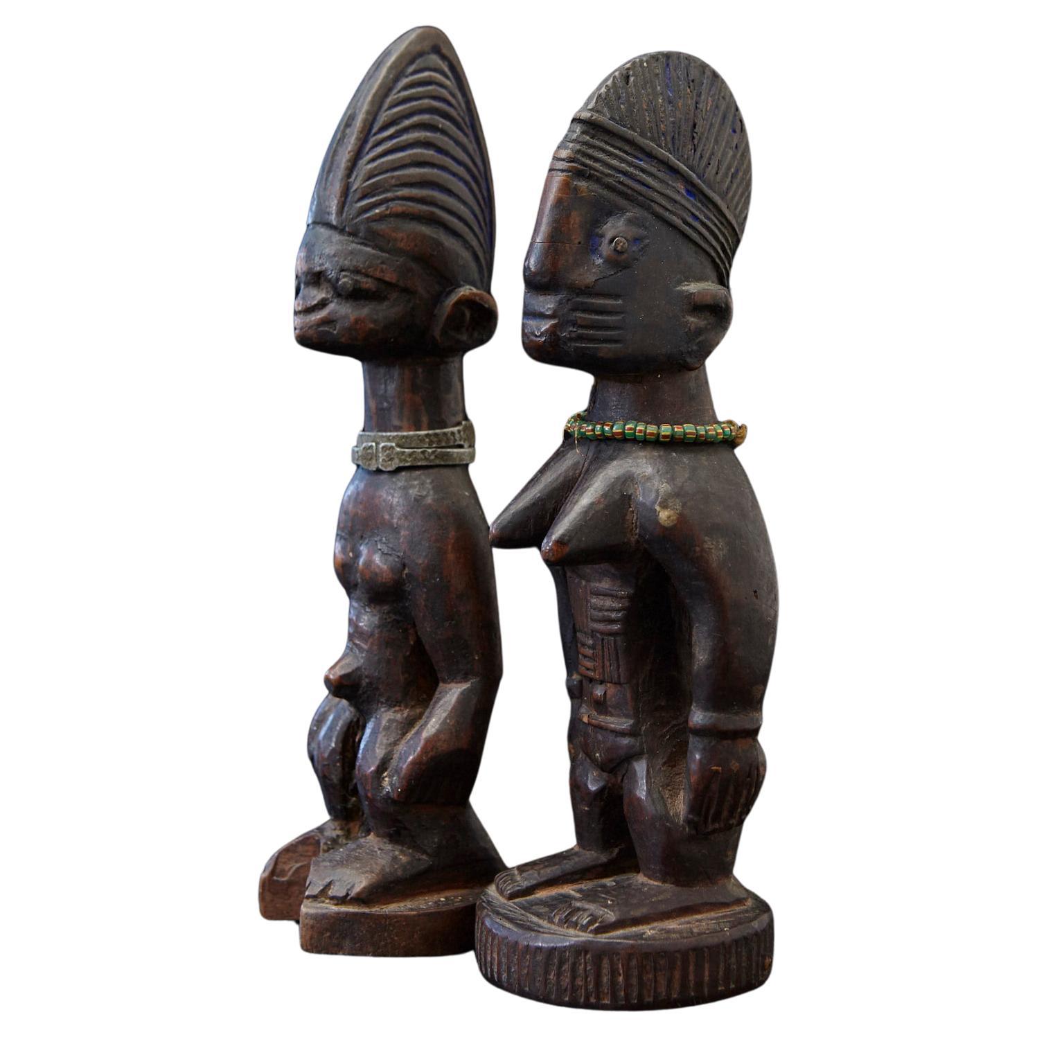 Eres Ibeji Gedenkfigurenpaar, Oyo, Yoruba People Nigeria, Ende 19. im Angebot