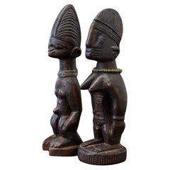 Antique Ere Ibeji Pair of Commemorative Figures, Oyo, Yoruba People Nigeria, late 19th C
