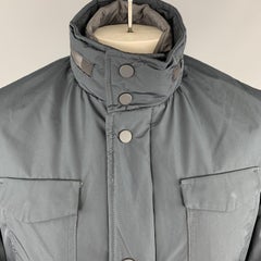 EREDI PISANO Marineblaue Winterjacke mit gepolsterter Patch-Tasche, Größe M