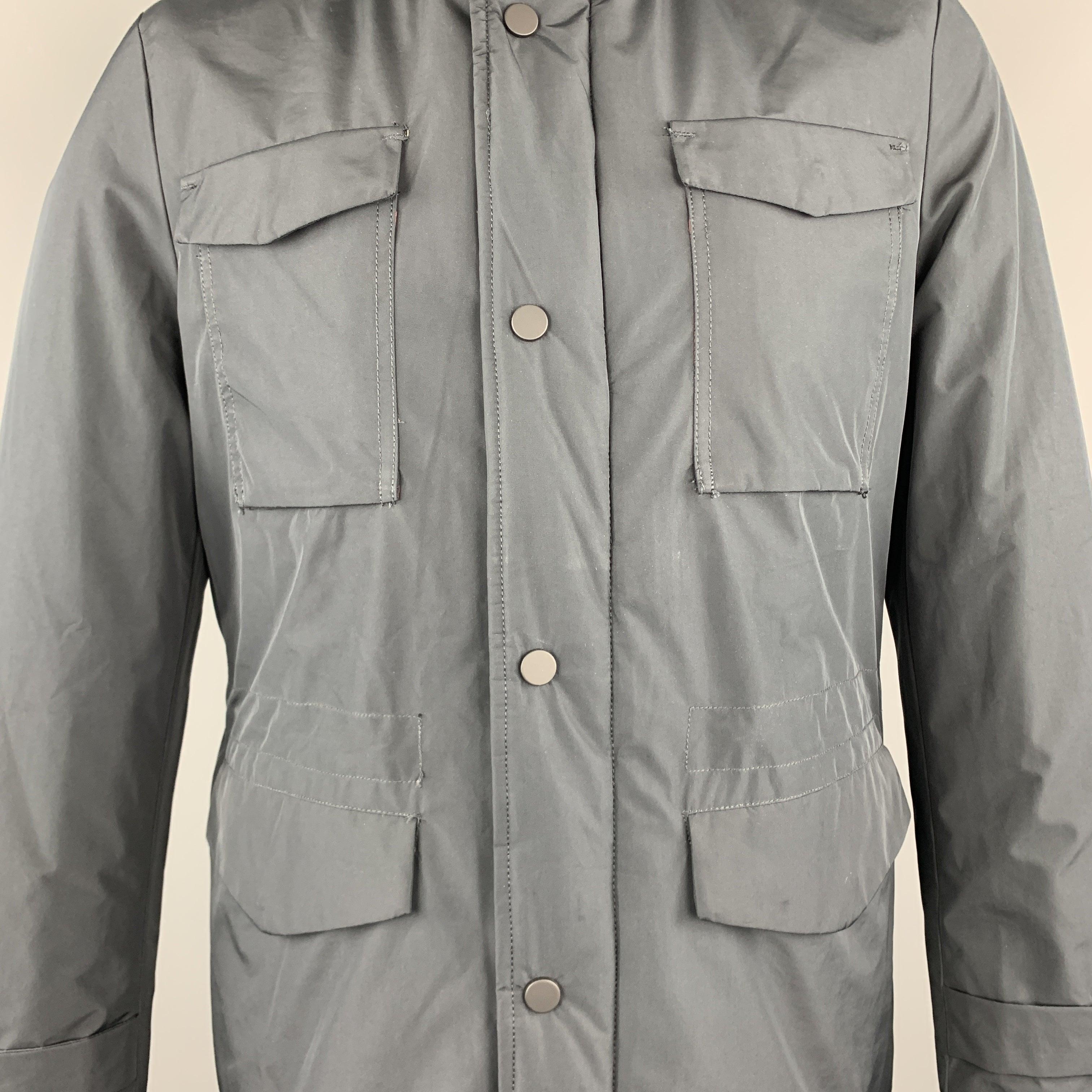 Gray EREDI PISANO Navy Size M Padded Patch Pocket Winter Jacket For Sale