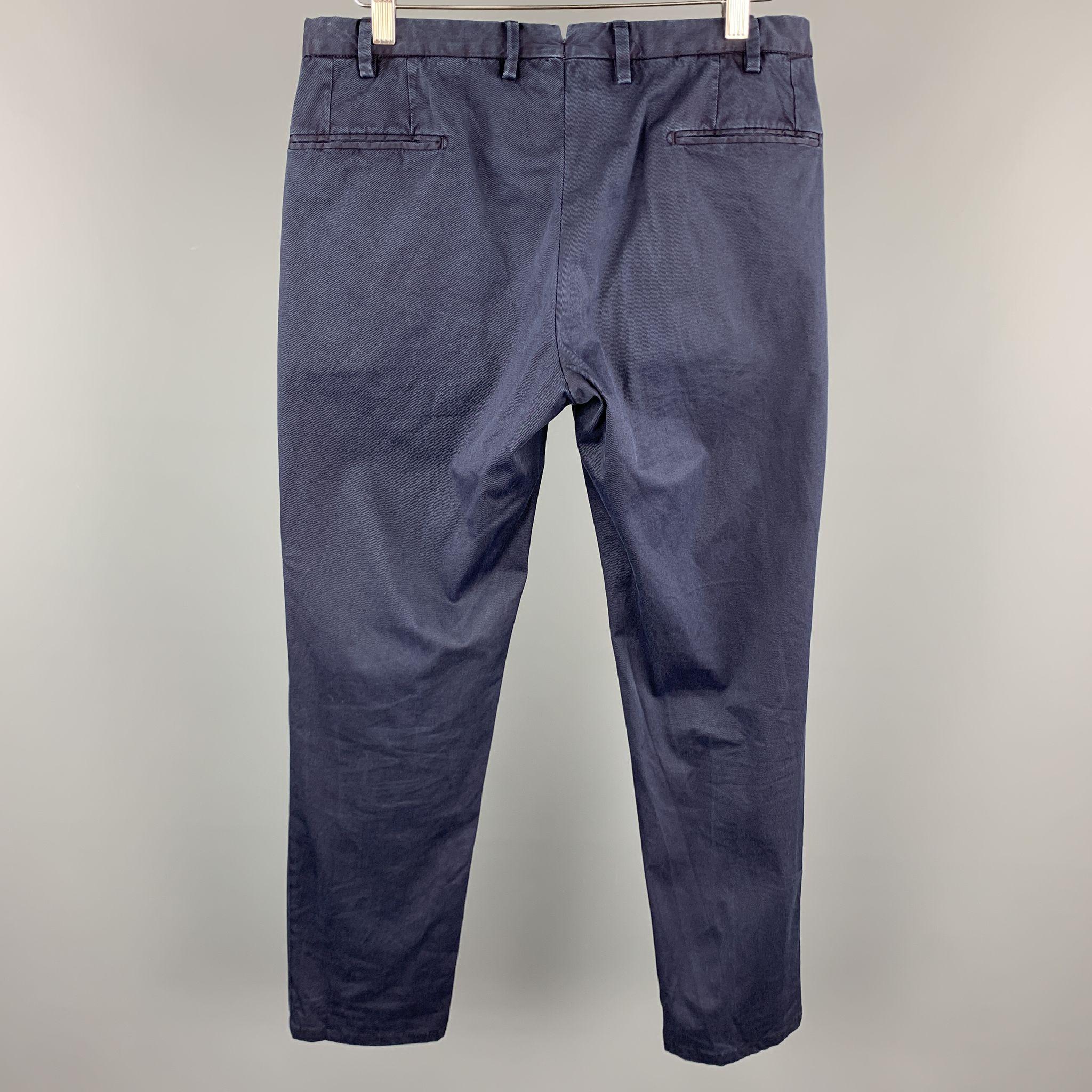 Black EREDI PISANO Size 28 x 30 Navy Cotton Zip Fly Pants