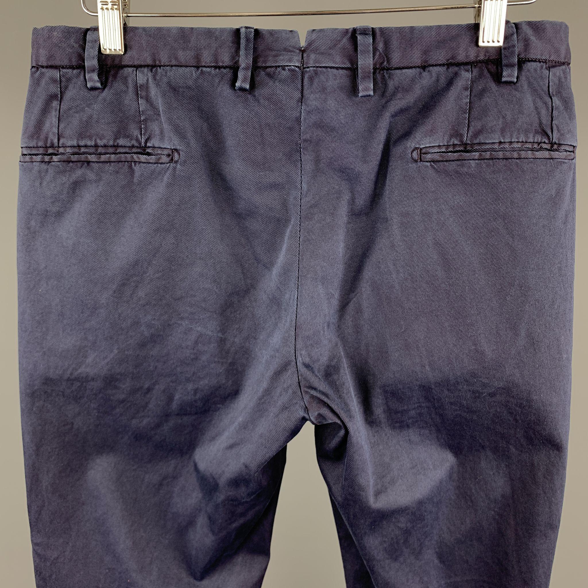 EREDI PISANO Size 28 x 30 Navy Cotton Zip Fly Pants In Good Condition In San Francisco, CA