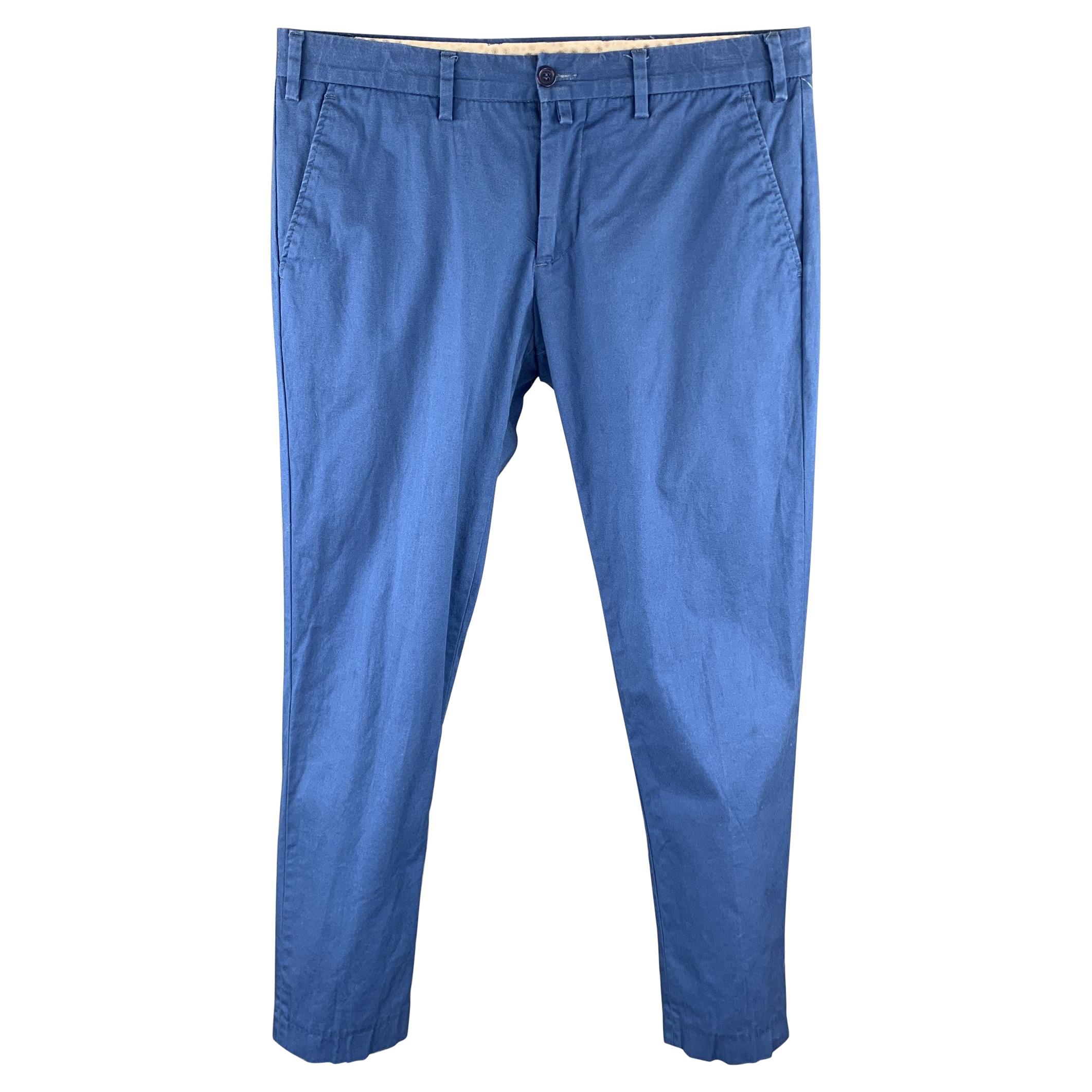 EREDI PISANO Taille 30 Blue Cotton Zip Fly Casual Pants