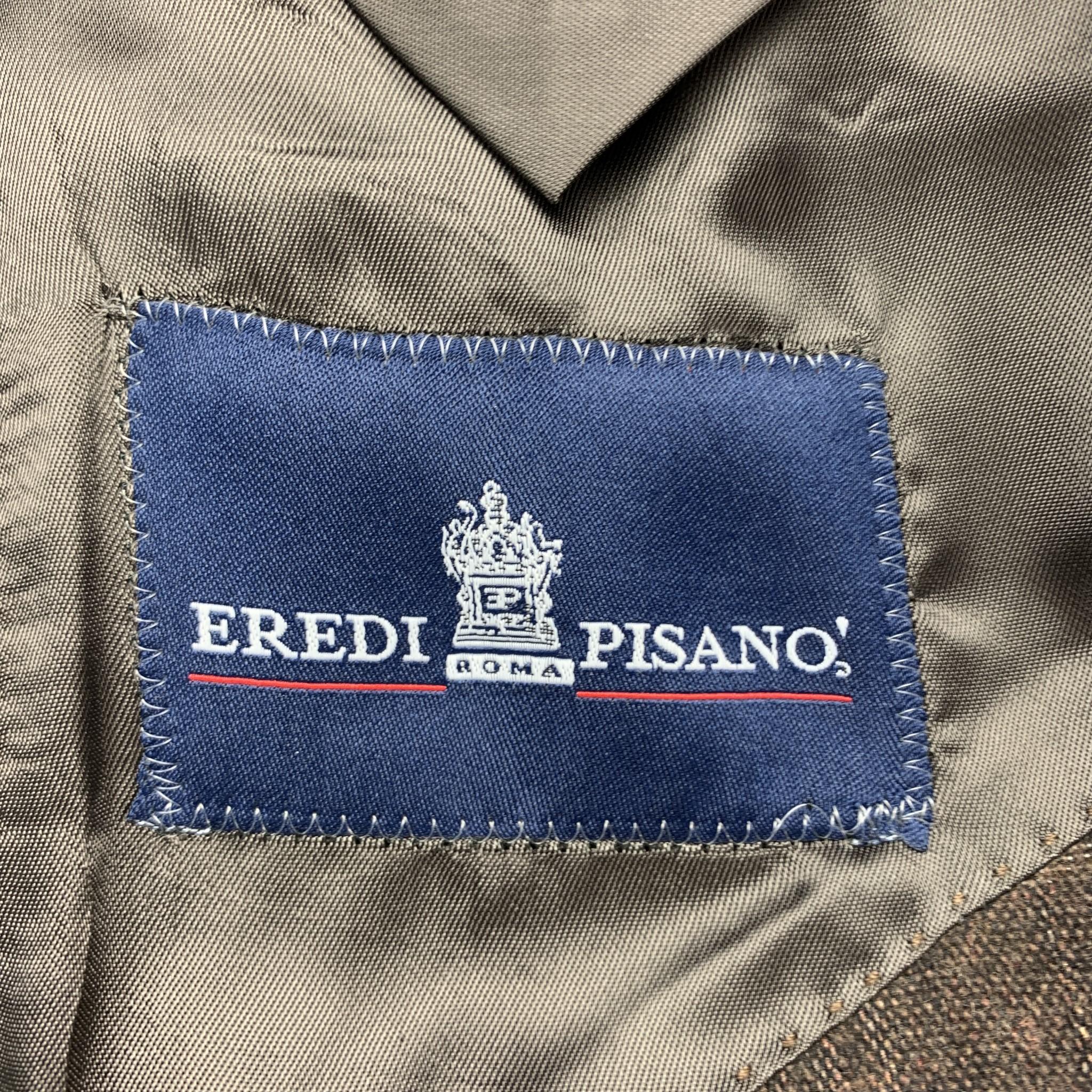 EREDI PISANO Size 40 Brown Plaid Peak Lapel Sport Coat / Jacket In Excellent Condition In San Francisco, CA