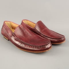 EREDI PISANO Size 7 Burgundy Leather Slip On Top Stitch Loafers