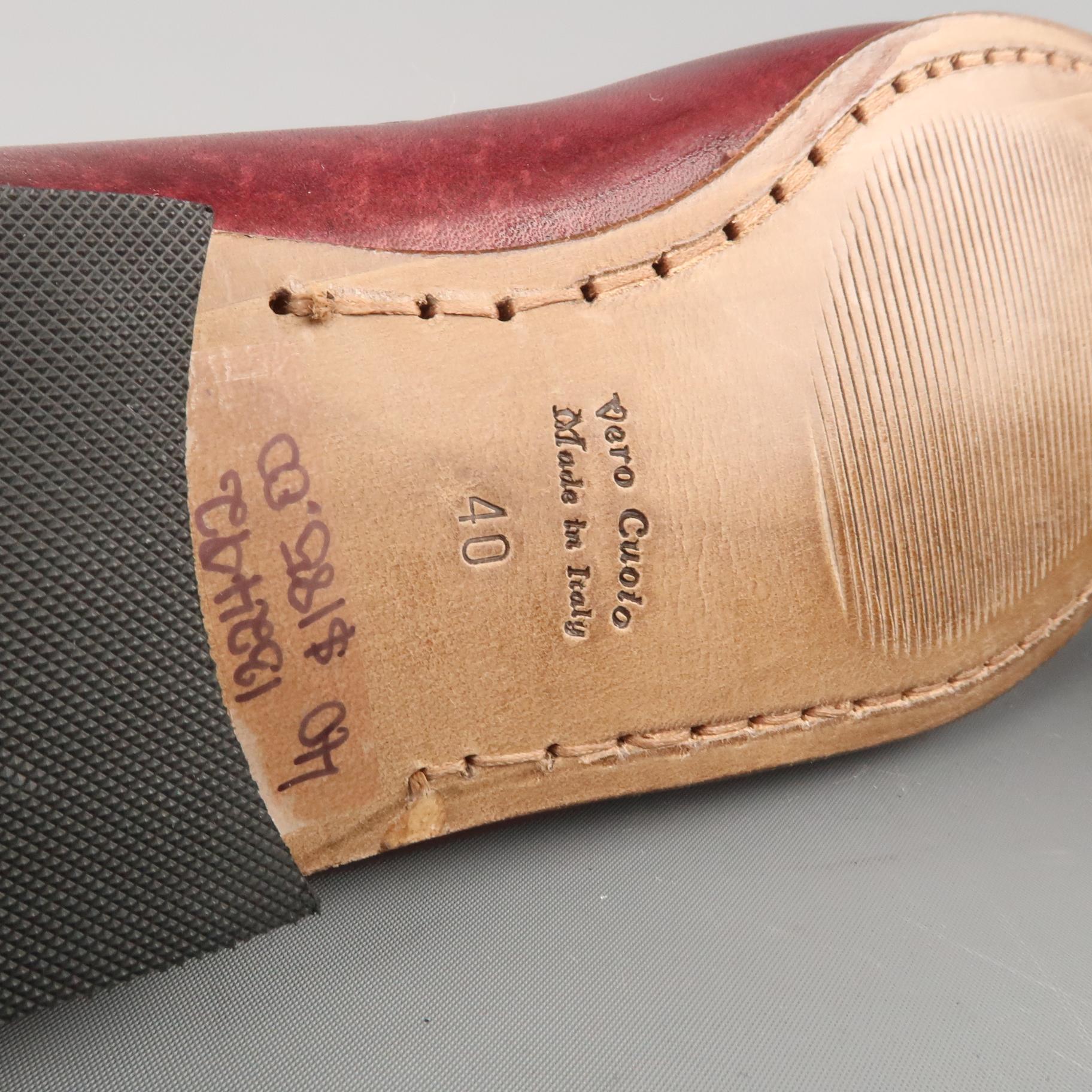 EREDI PISANO Size 7 Burgundy Leather Slip On Top Stitch Loafers 3