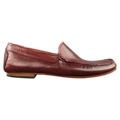 Eredi Pisano misura 7 mocassini in pelle borgogna slip on top stitch
