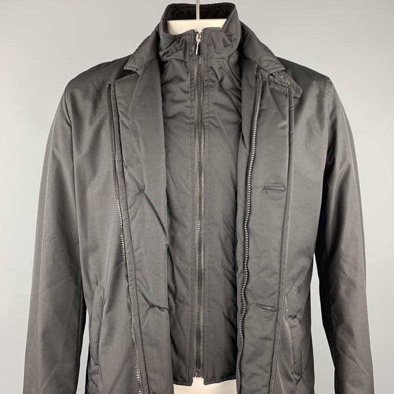 EREDI PISANO Size L Black Polyester Zip and Buttons Jacket For Sale at ...