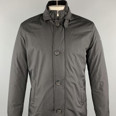 EREDI PISANO Size M Black Solid Polyester Zip & Buttons Jacket