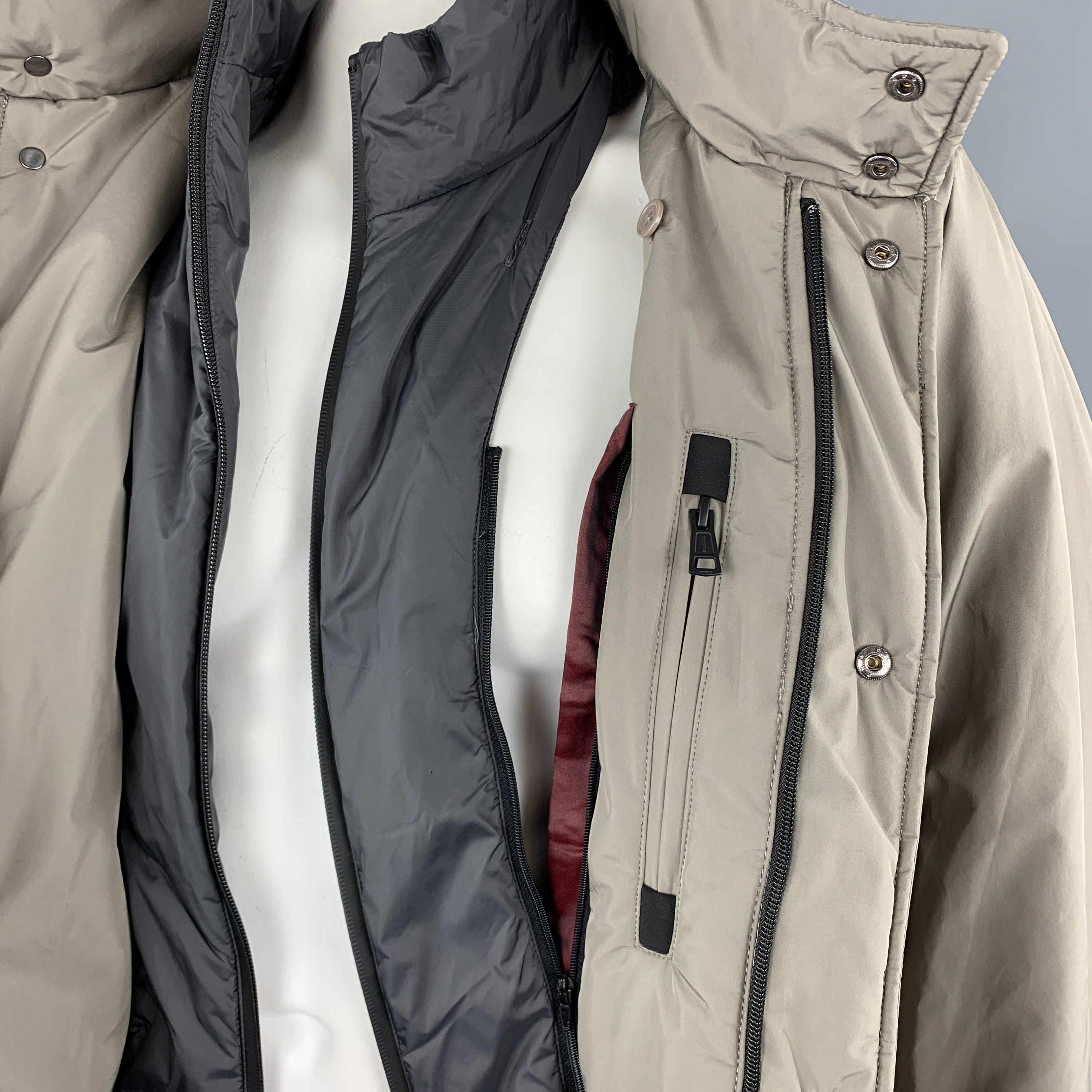 EREDI PISANO Size M Khaki Beige Padded Patch Pocket Winter Jacket For Sale 3