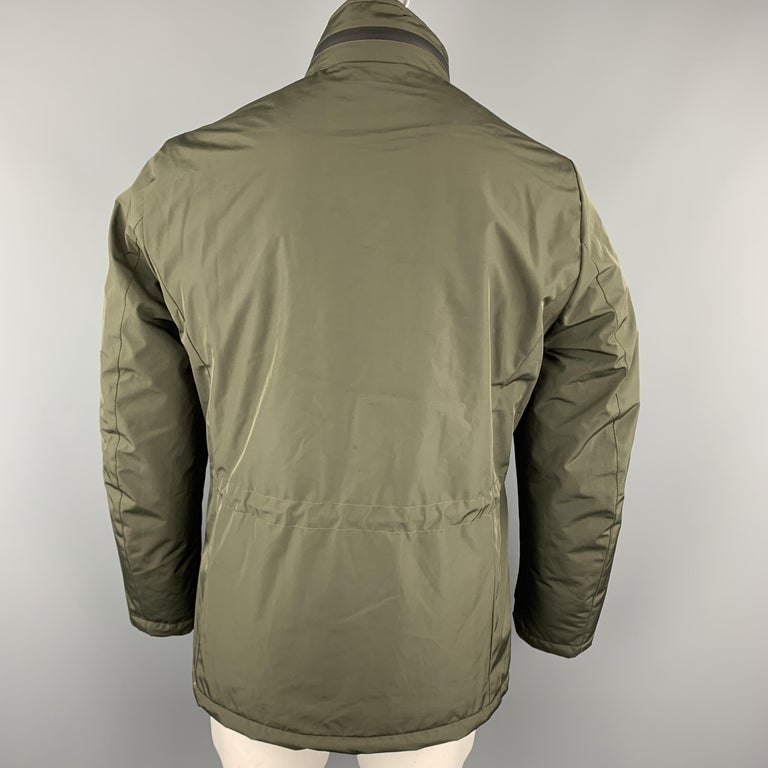 EREDI PISANO Size M Olive Green Padded Patch Pocket Winter Jacket at ...