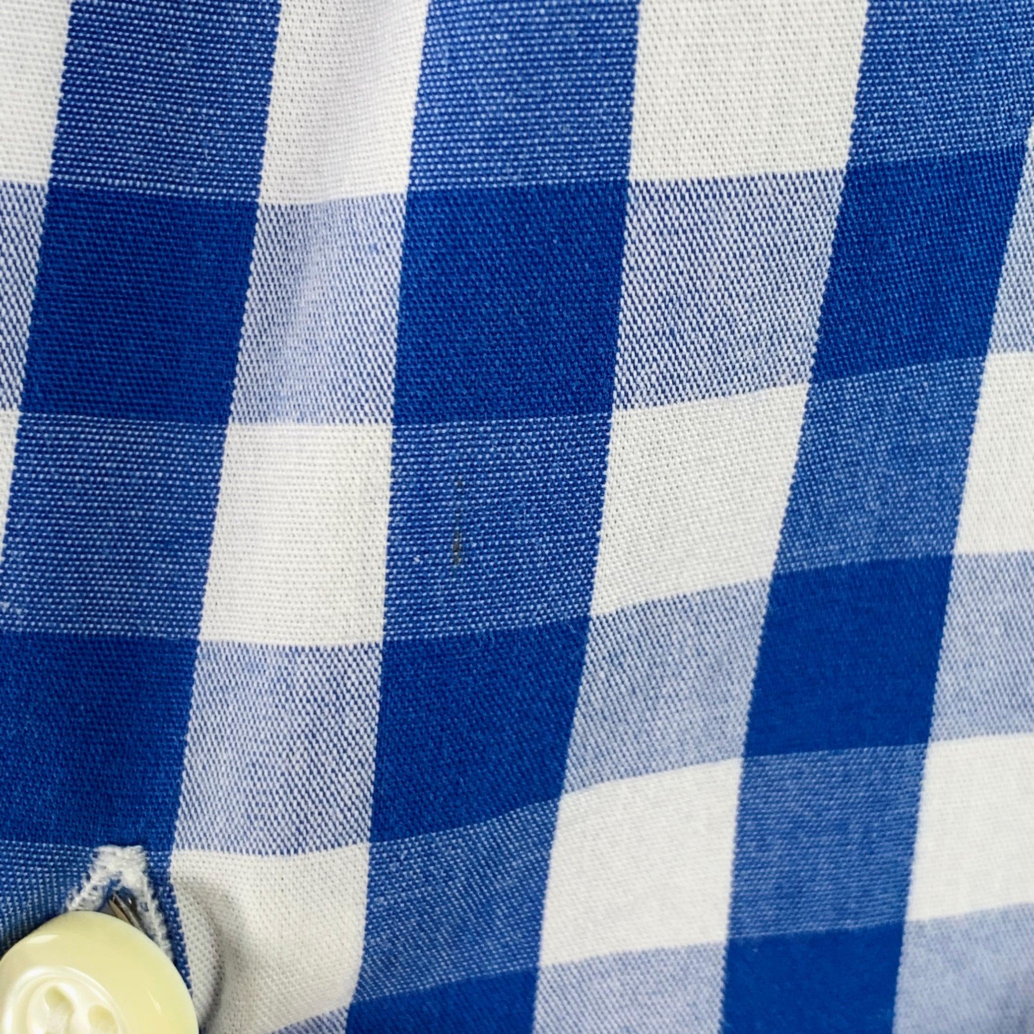 Uomo EREDI PISANO Taglia S Camicia a maniche lunghe in cotone a quadretti blu e bianchi con colletto aperto in vendita