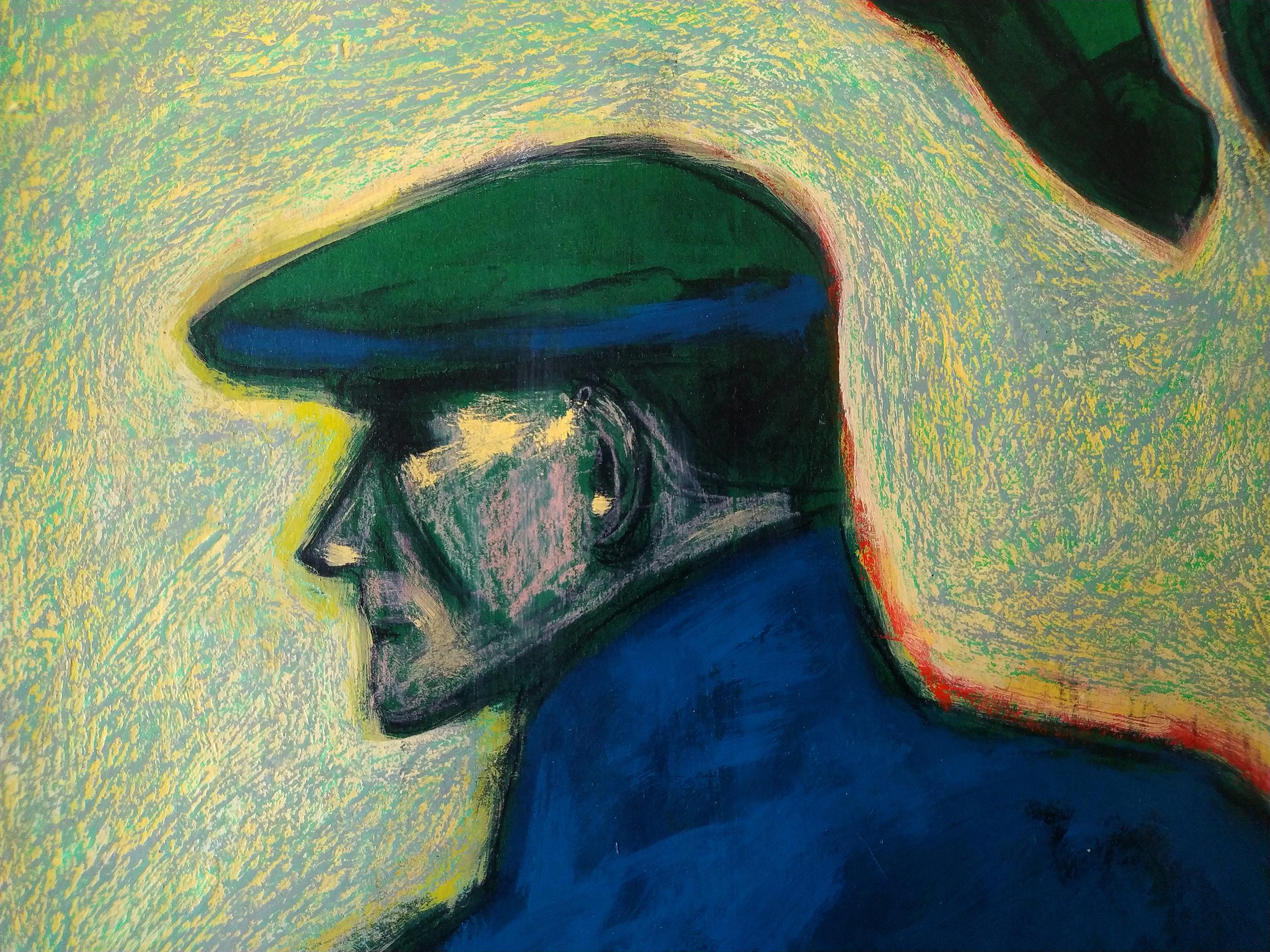  'Man with the Green Horse, ' by Erekle Chinchilakashvili, Mixed Media Painting 1